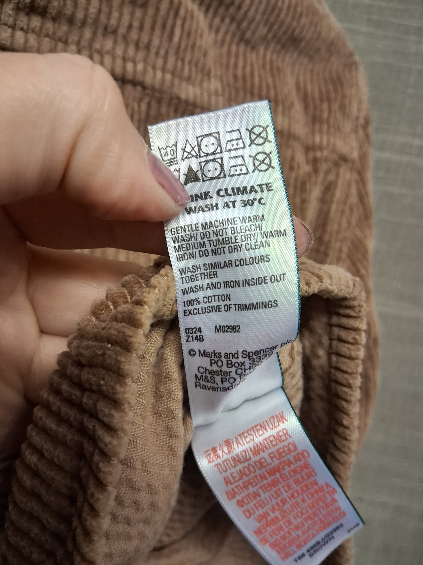 Marks and Spencer Boys Brown Corduroy Shirt Long Sleeve Age 3-4 Years