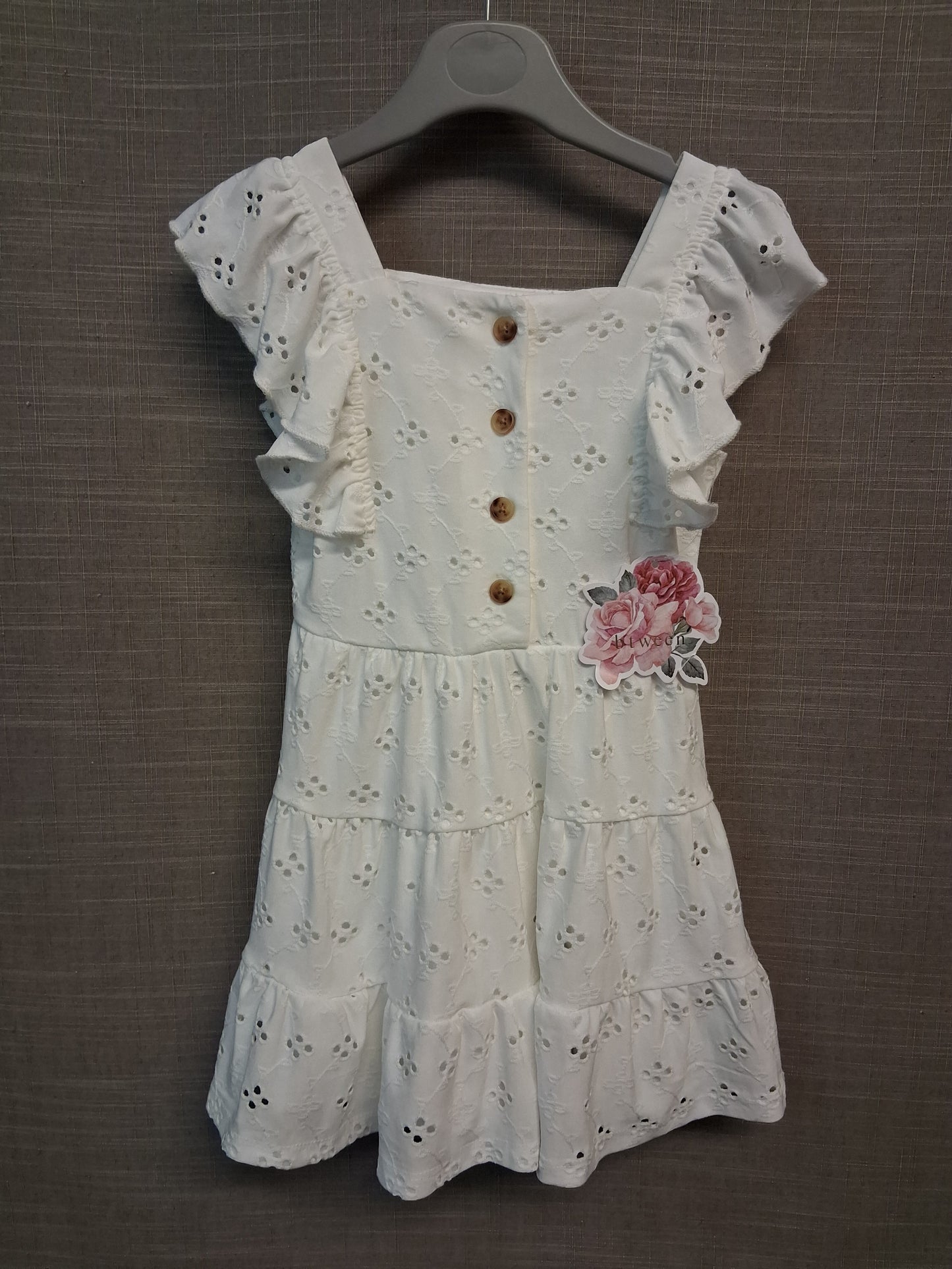 Btween Girls White Brodiere Anglaise A Line Dress Age 4 Years New