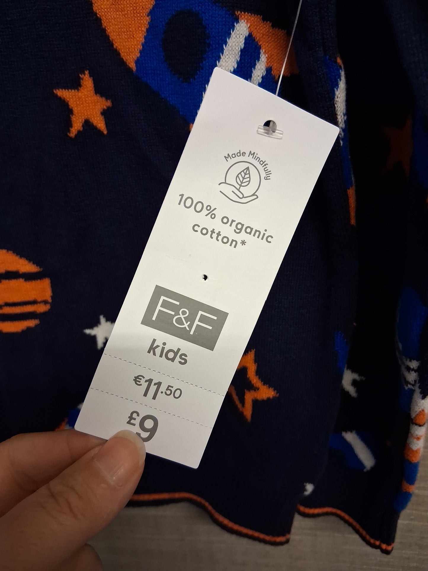 F&F Boys Space Theme Knitted Sweater Blue Age 5-6 Years New