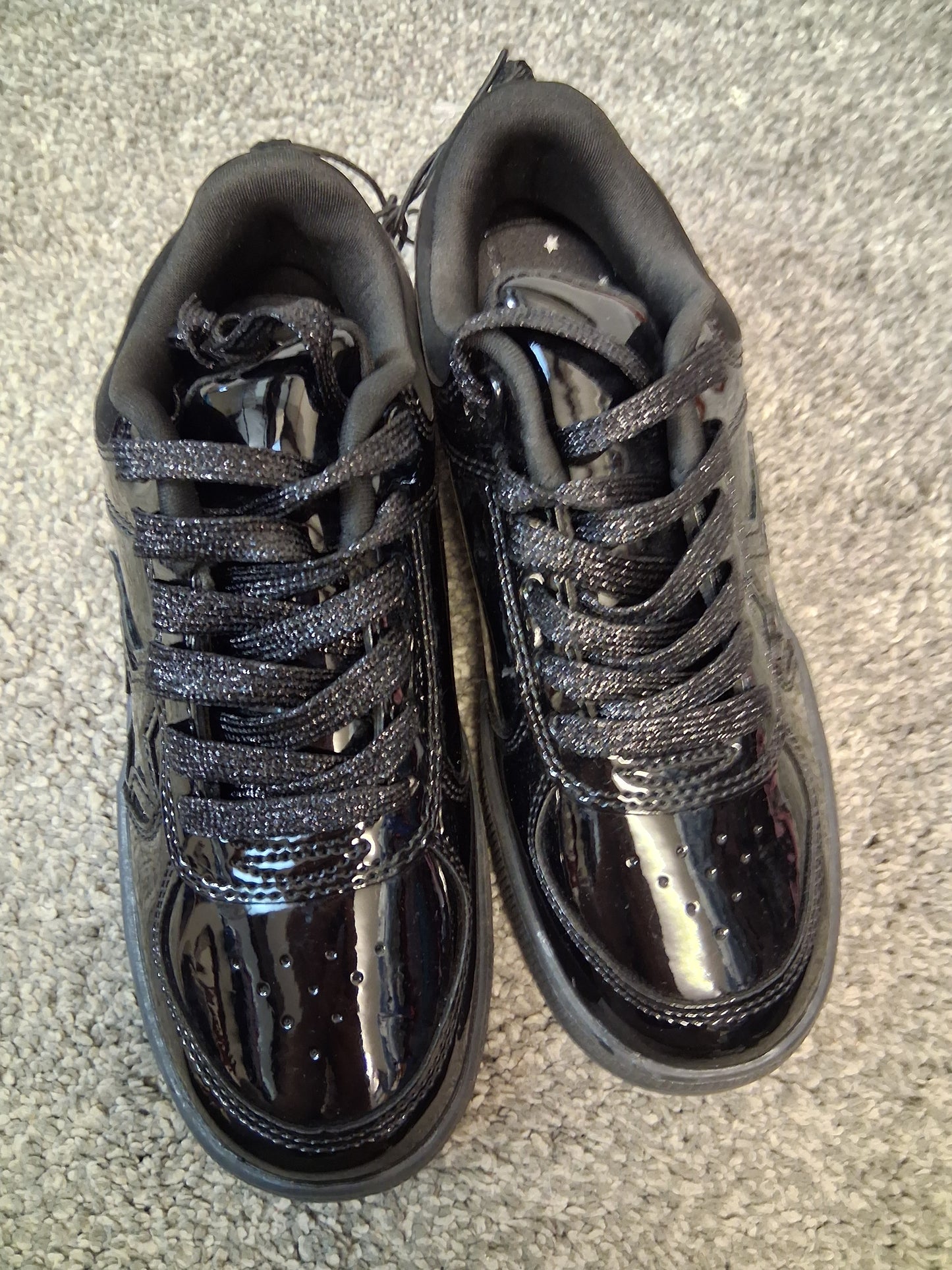 F&F Black Patent Lace Up Shoes/Trainers Size 1 New