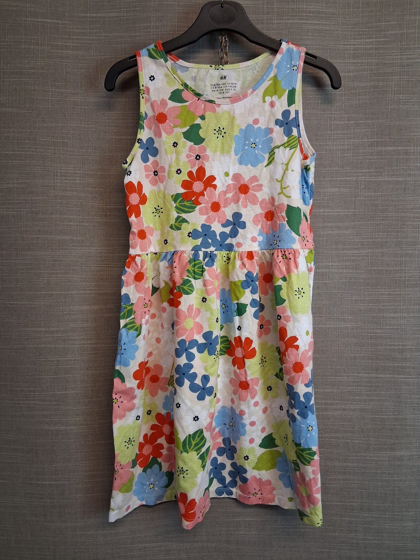 H&M Girls Sleeveless Jersey Floral Sun Dress Age 8-10 Years