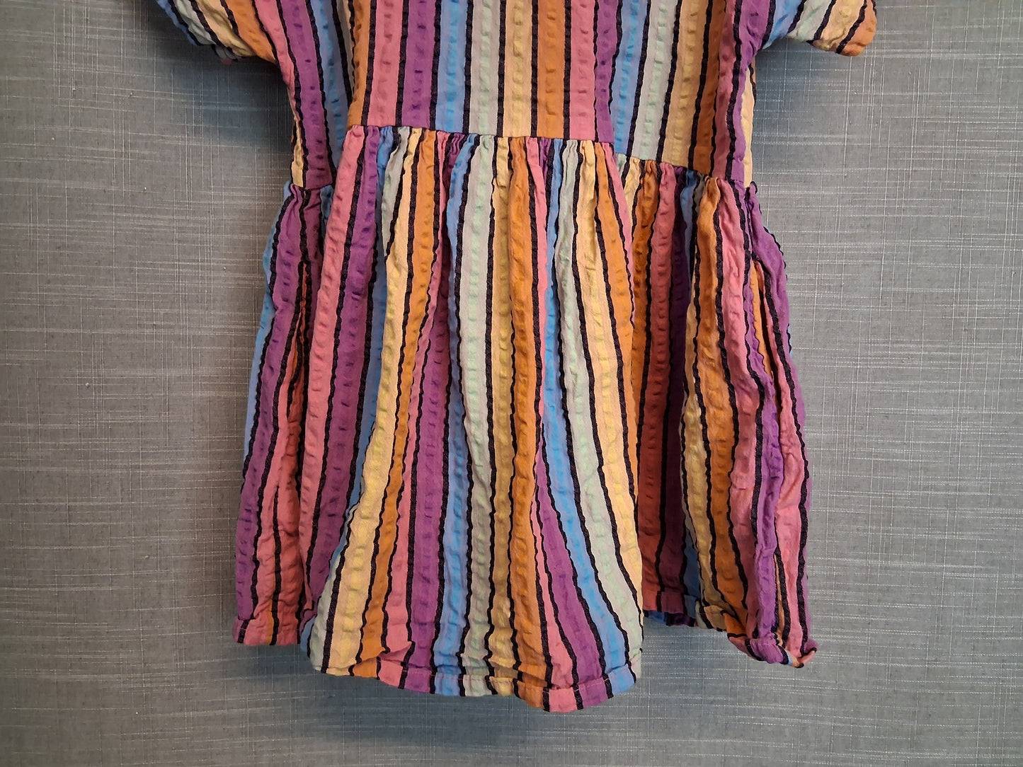 Next Girls Multicolour Striped Short Sleeve Dress Age 3 Years