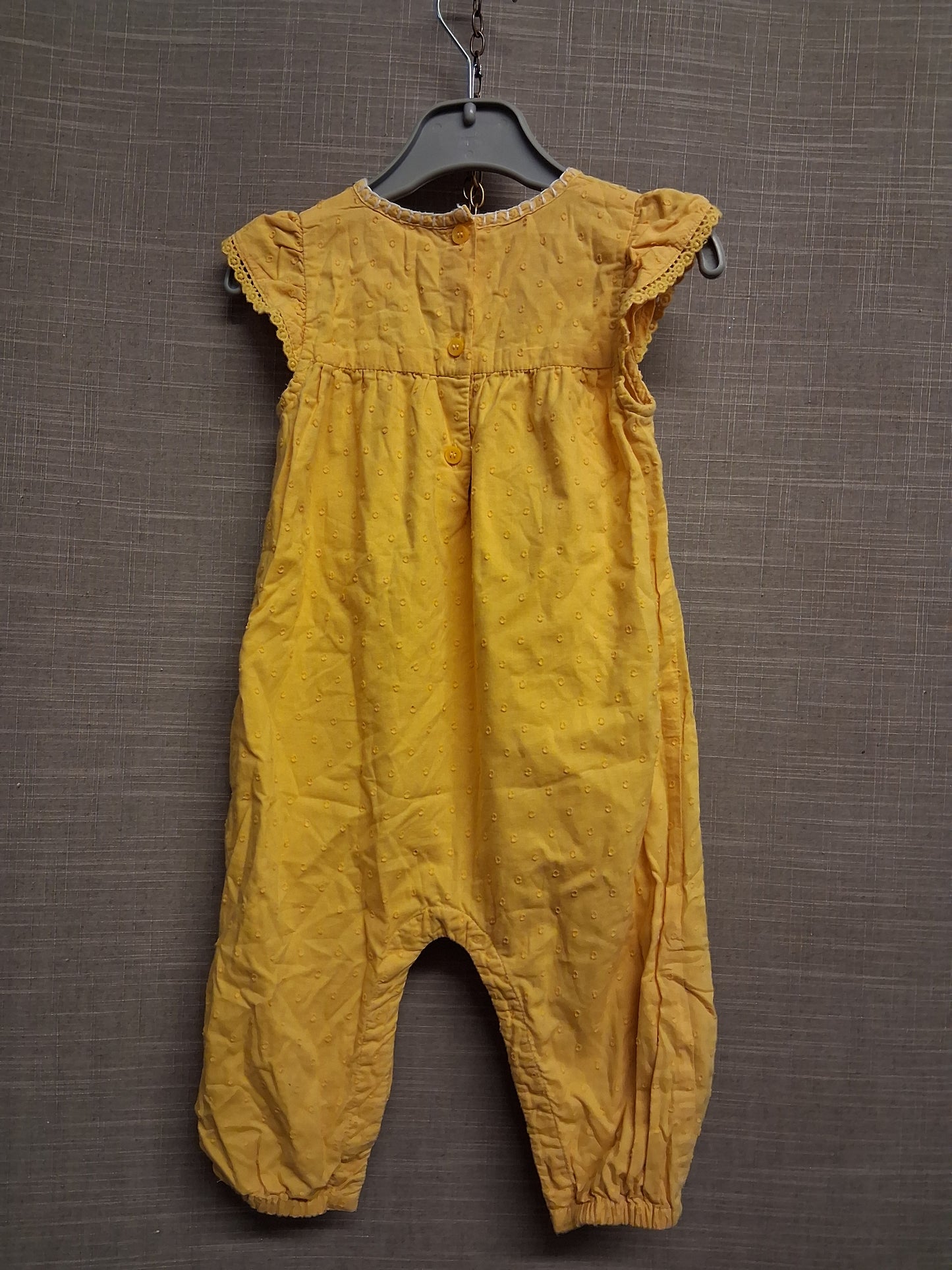 Next Girls Yellow Embroidered Floral Romper Age 9-12 Months