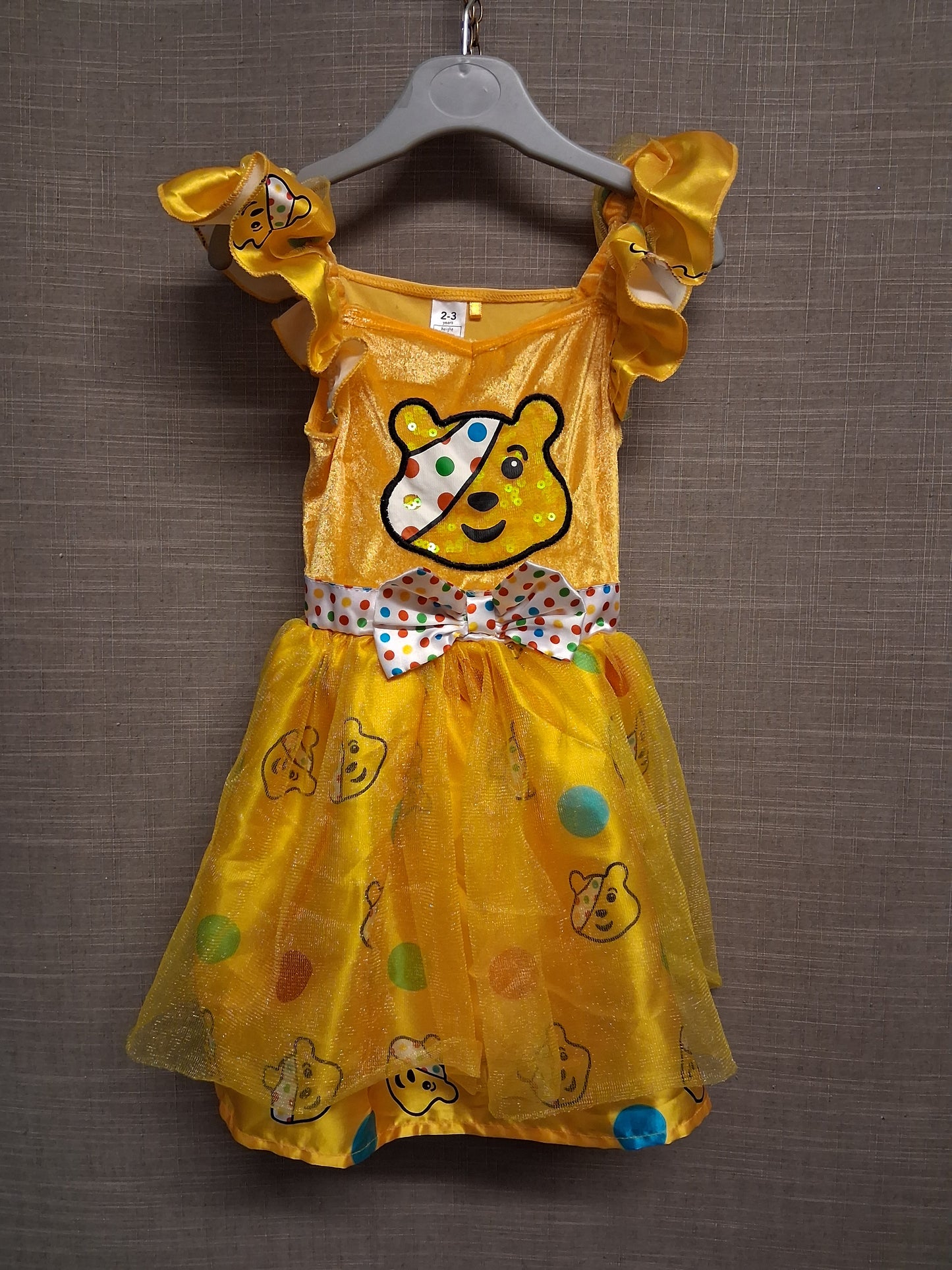 George Girls "Pudsey" Children in Need Yellow Fancy Dress Costume Age 2-3 Years