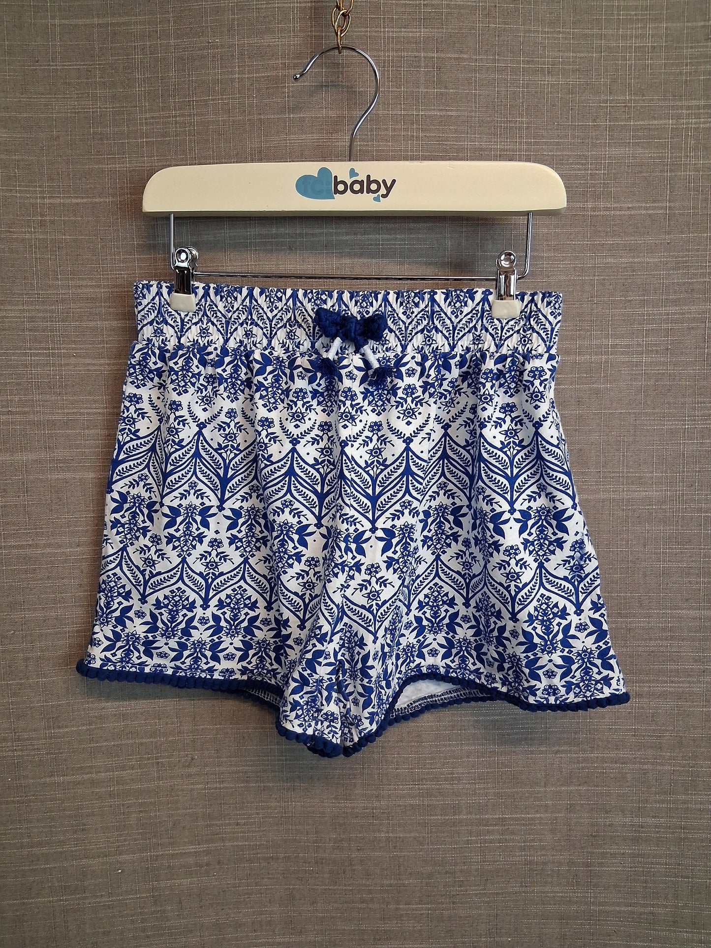 TU Girls Blue Paisley Print Jersey Shorts Age 8 Years