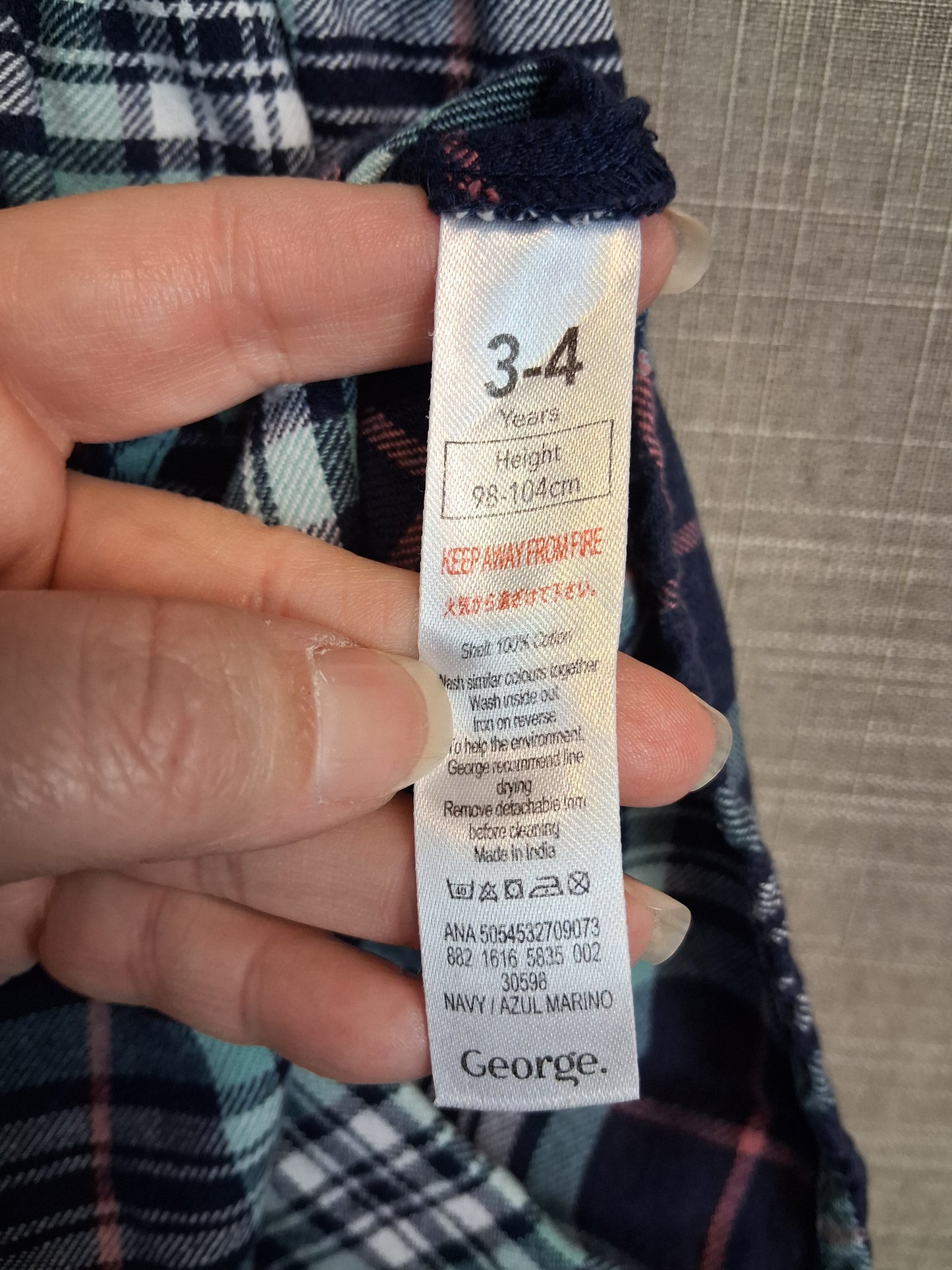 George Girls Check Multicolour Sleeveless Dress Age 3-4 Years