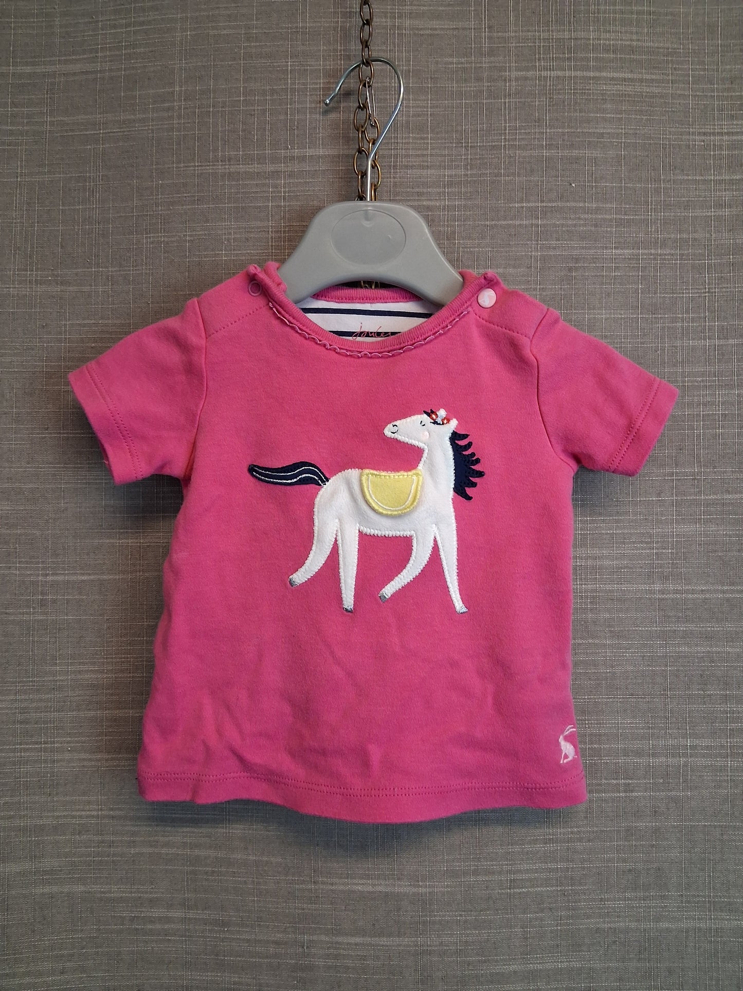 Joules Girls "Poppy" Pink Horse T-Shirt Age 0-3 Months