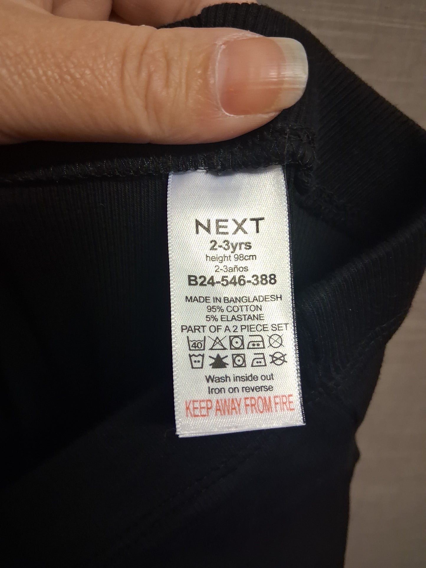 Next Leggings Bootcut Basic Black Stretchy Age 2-3 Years