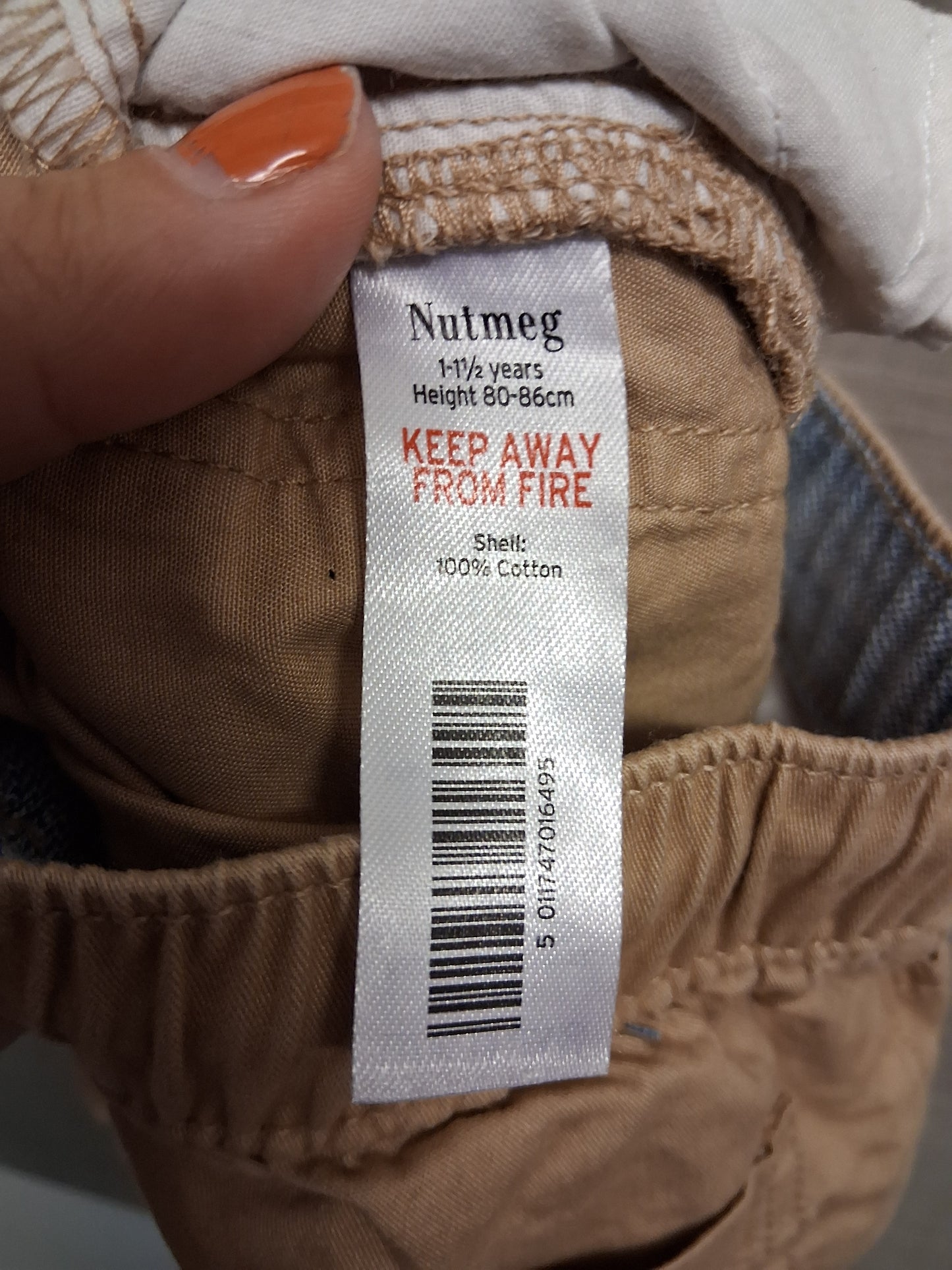 Nutmeg Boys Brown Shorts Elastic Waist Age 12-18 Months 100% Cotton