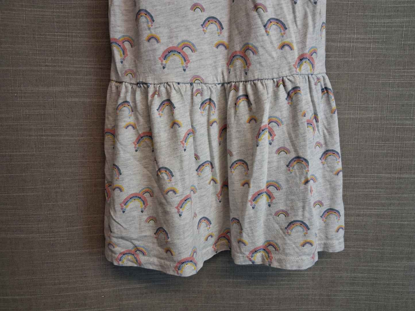 Matalan Girls Grey Rainbow Theme Jersey Dress Short Sleeve Age 5-6 Years