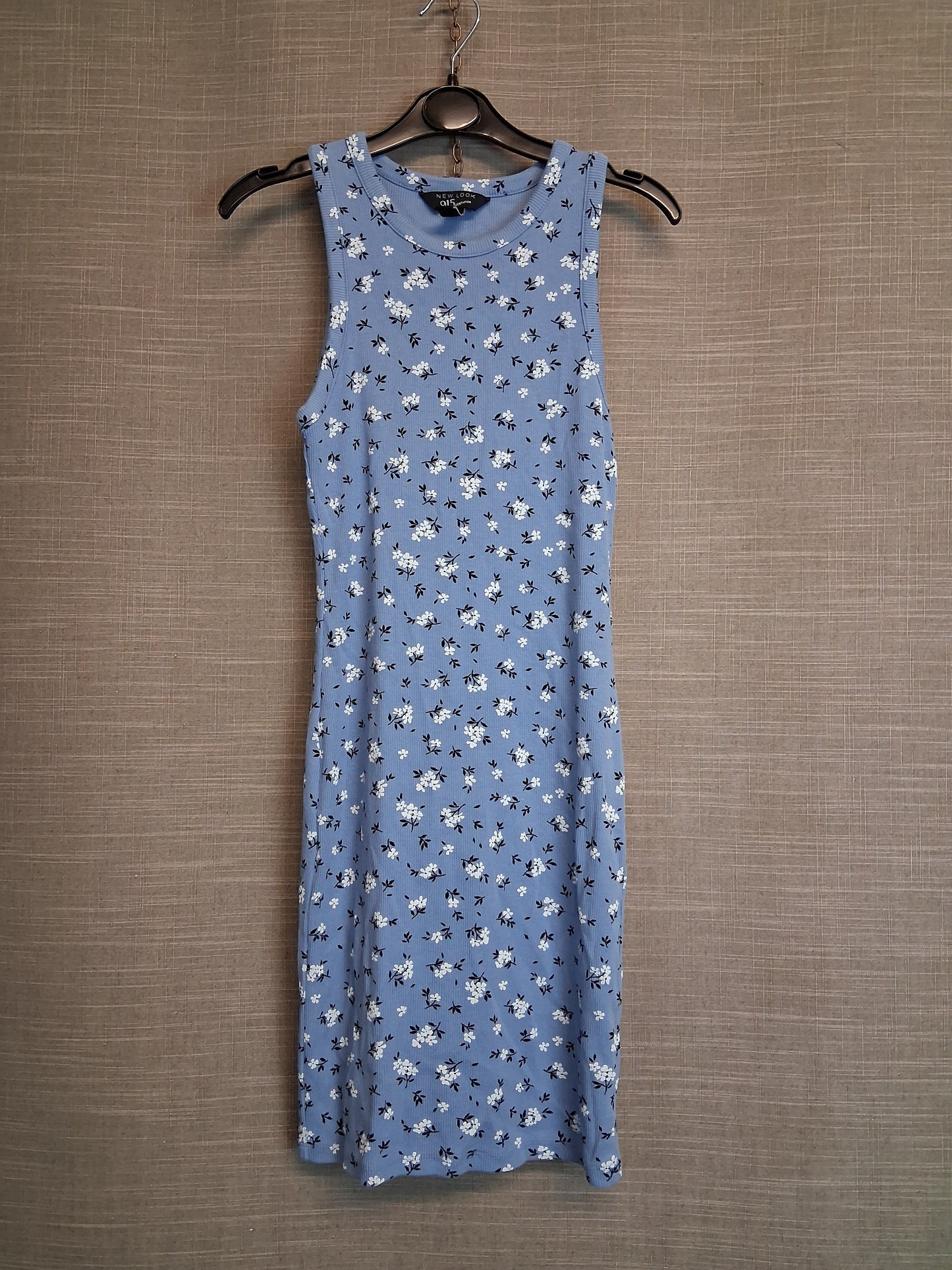New Look Blue Floral Jersey Sleeveless Vest Dress Age 12-13 Years