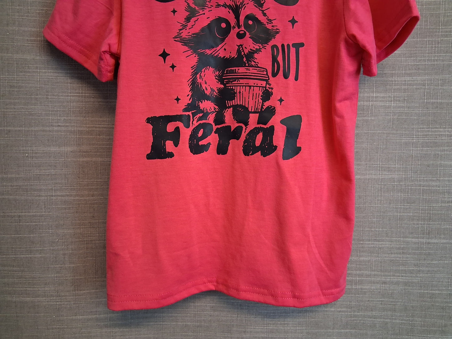 Shein Girls Pink Cute but Feral T-Shirt Age 7 Years Short Sleeve