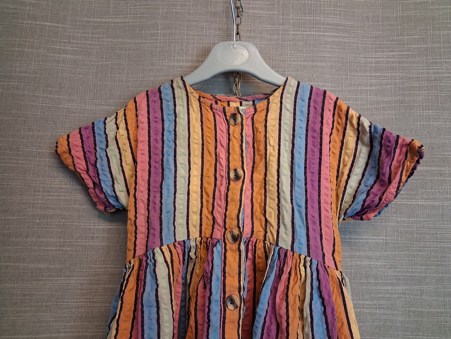 Next Girls Multicolour Striped Short Sleeve Dress Age 3 Years