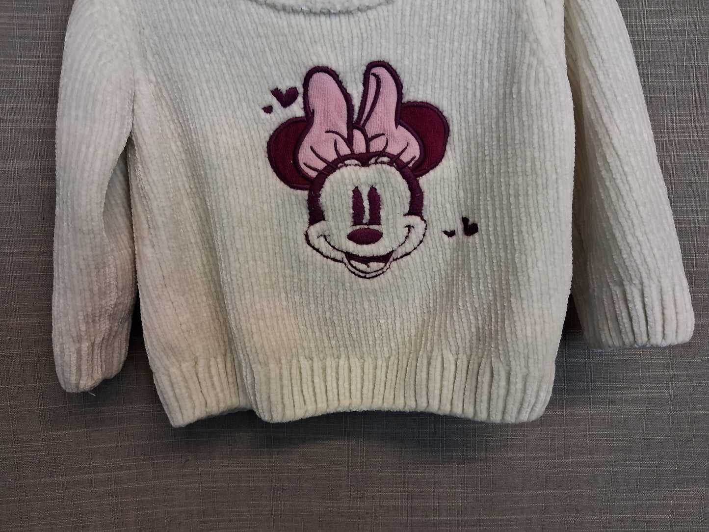 Primark Minnie Mouse Chenille Knitted Jumper Age 12-18 Months Cream