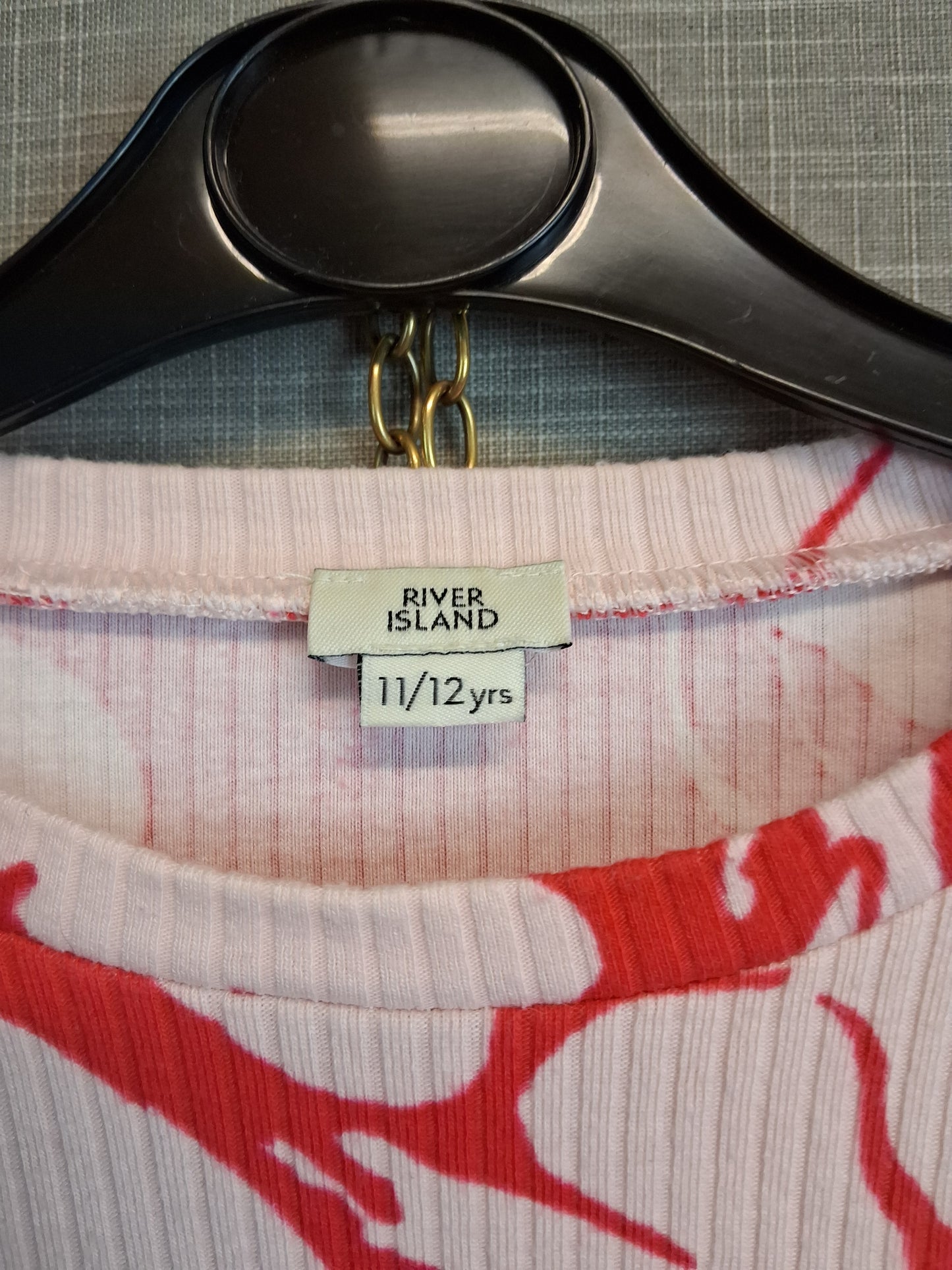 River Island Girls Pink Red Marble Long Sleeve Top Age 11-12 Years