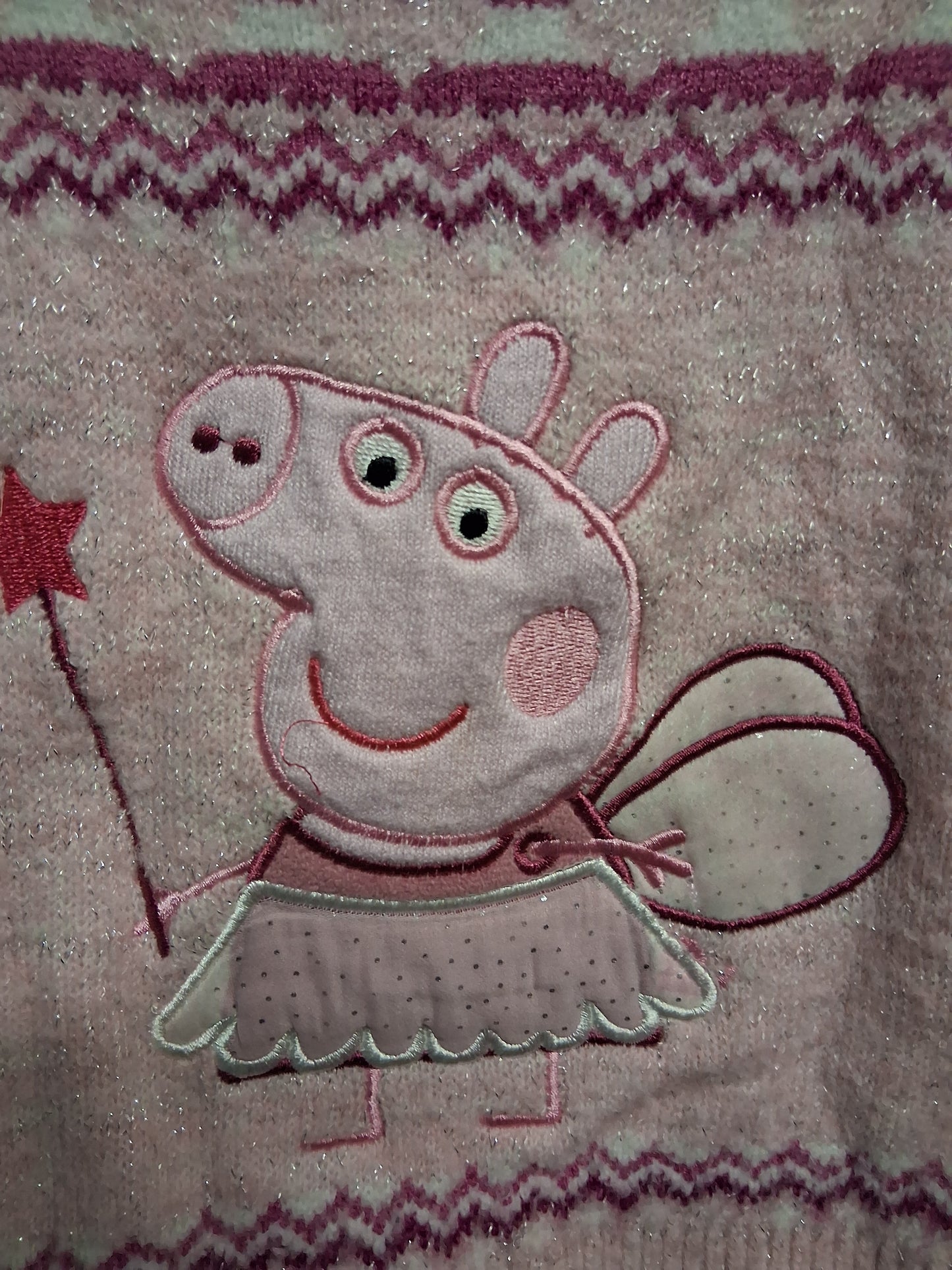 Nutmeg Peppa Pig Girls Pink Knitted Jumper Age 2-3 Years