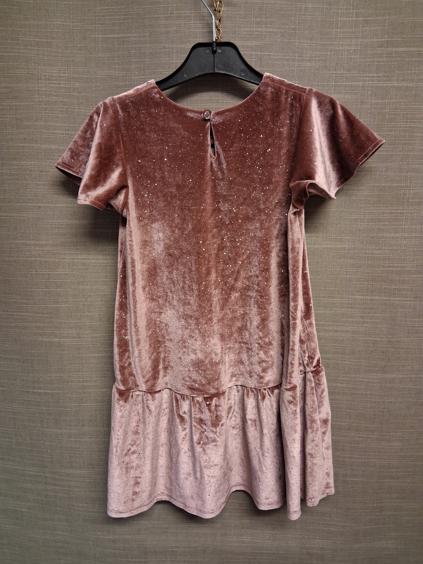 Nutmeg Blush Pink Velour Short Sleeve Drop Waist Party Dress Age 6-7 Years