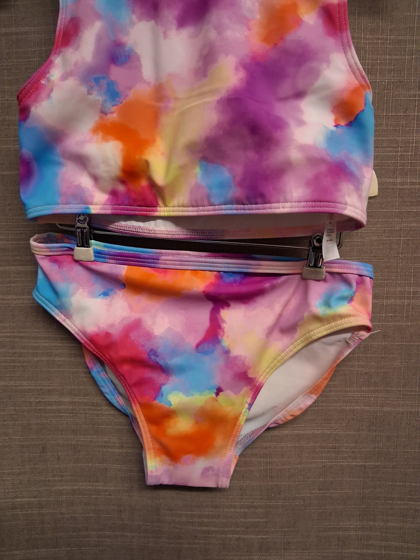 F&F Girls Pink Tie Dye 2 Piece Bikini Set Swimwear Age 6-7 Years New