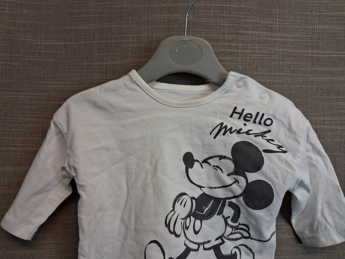 Disney Mickey Mouse White Long Sleeve T-Shirt Age 0-3 Months