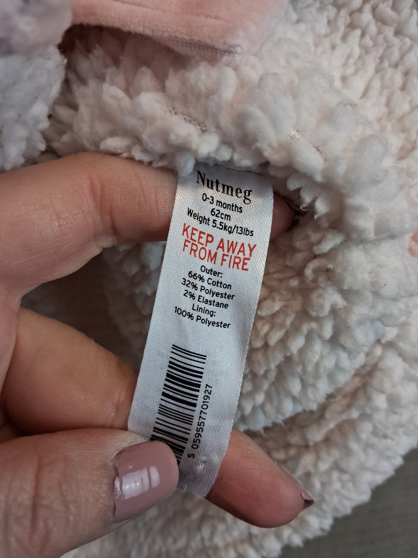 Nutmeg Girls Shacket Pink Shearling Lined Age 0-3 Months