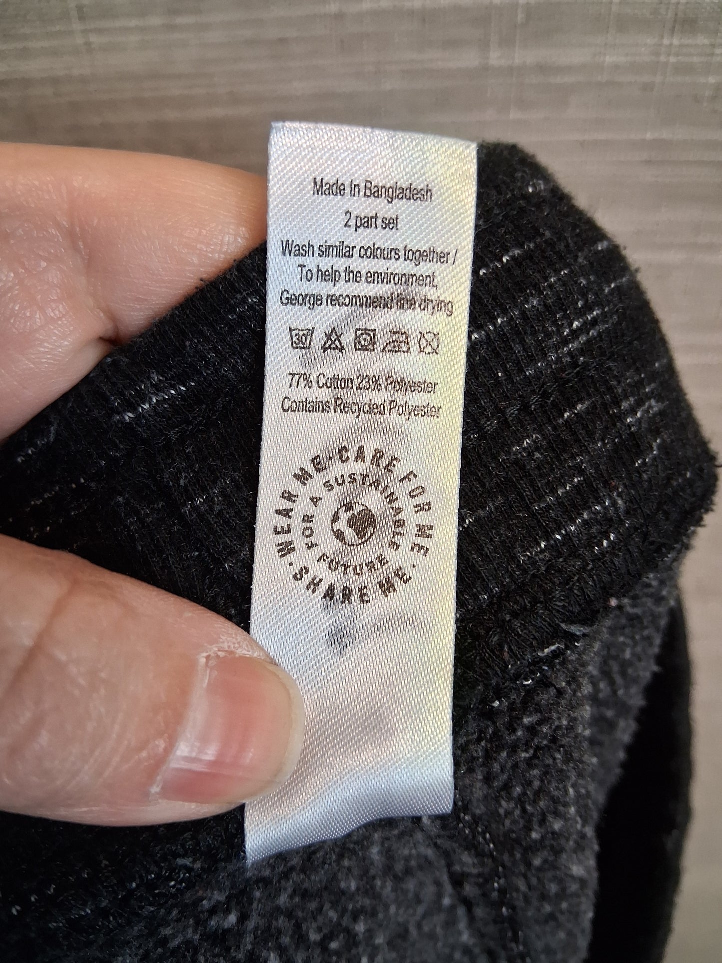 George Boys Black Fleck Joggers Age 14-15 Years