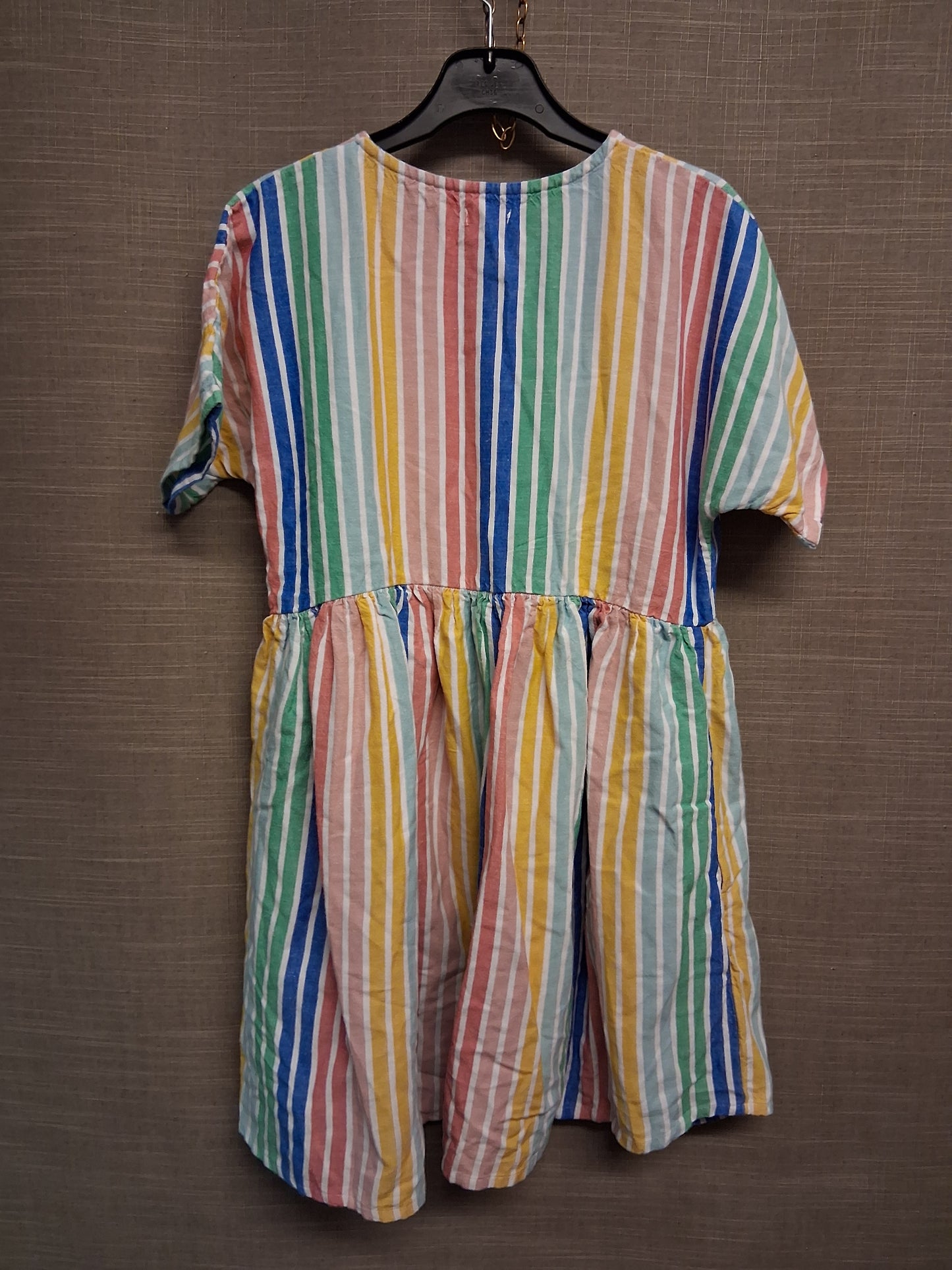 Next Girls Multicolour Striped Short Sleeve Dress Age 10 Years With Pockets Loose Fit