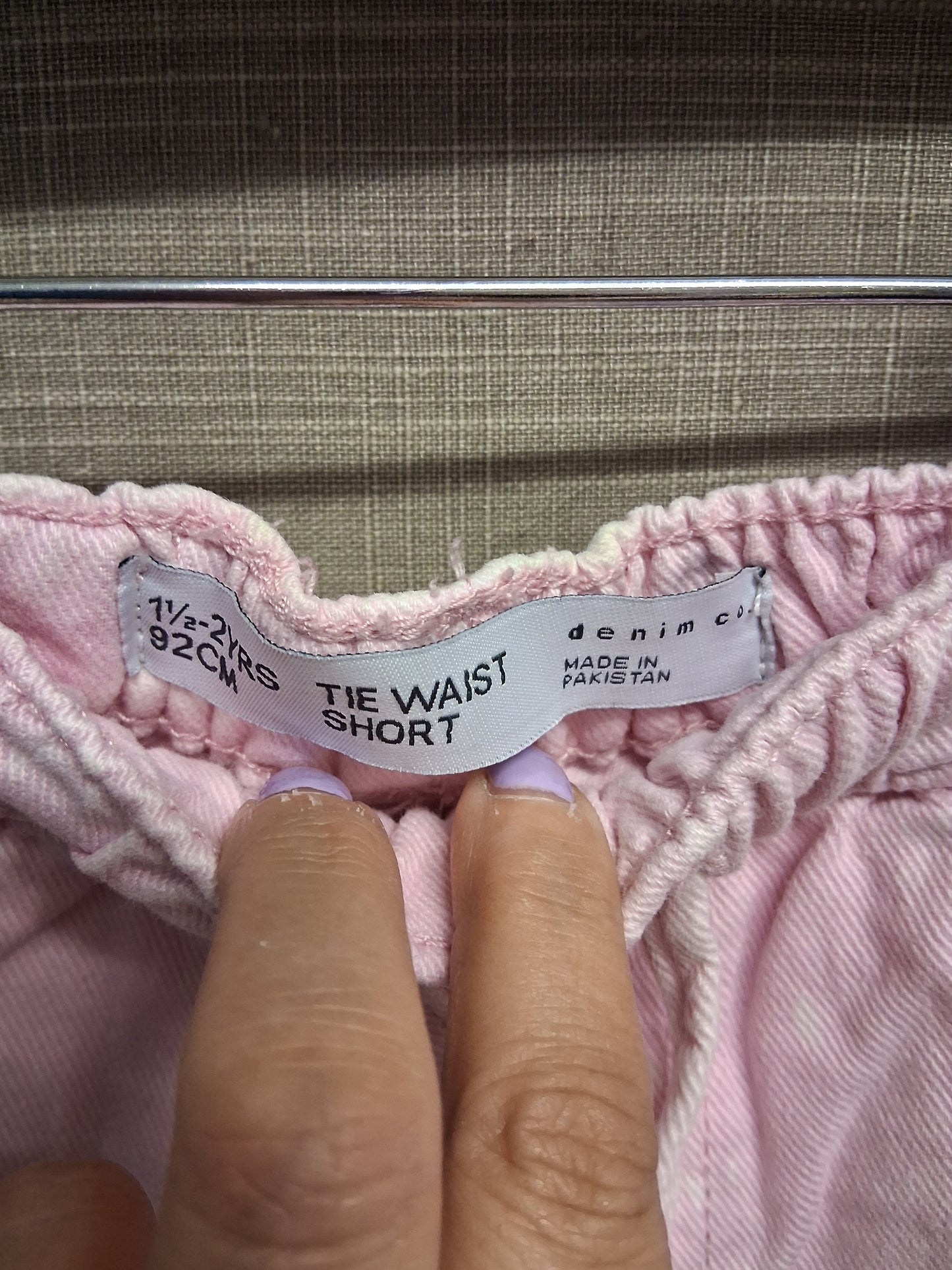 Primark Tie Waist Shorts Pink Denim Shorts Age 18-24 Months