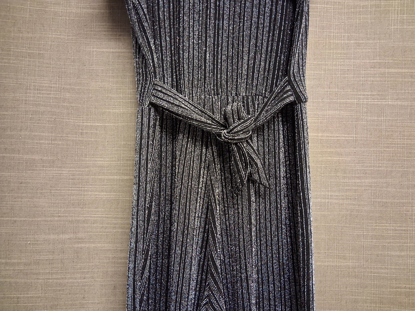 Primark Girls Black Silver Jumpsuit Age 10-11 Years with Belt