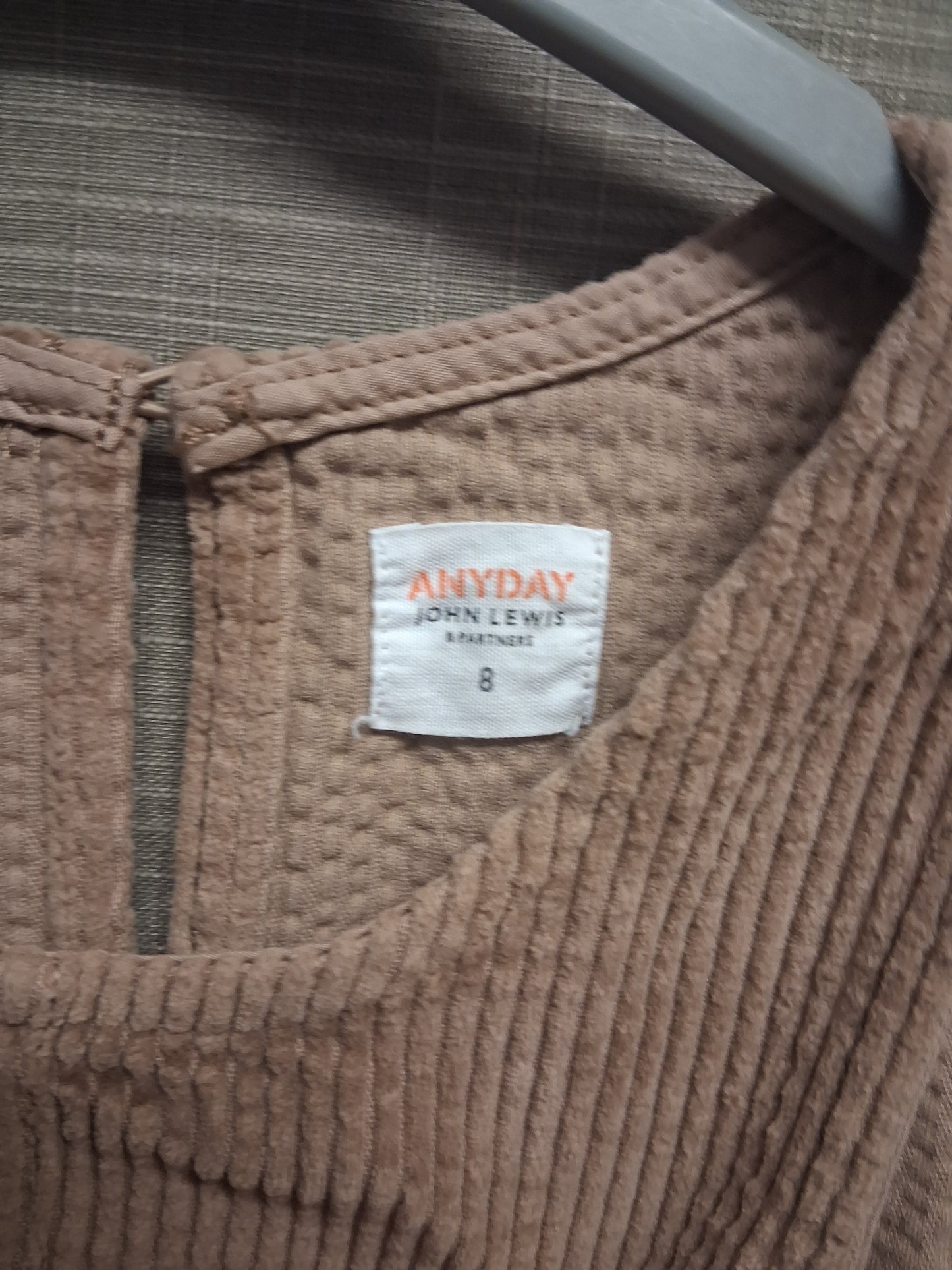 John Lewis Girl Light Brown Corduroy Pinafore Dress Age 8 Years