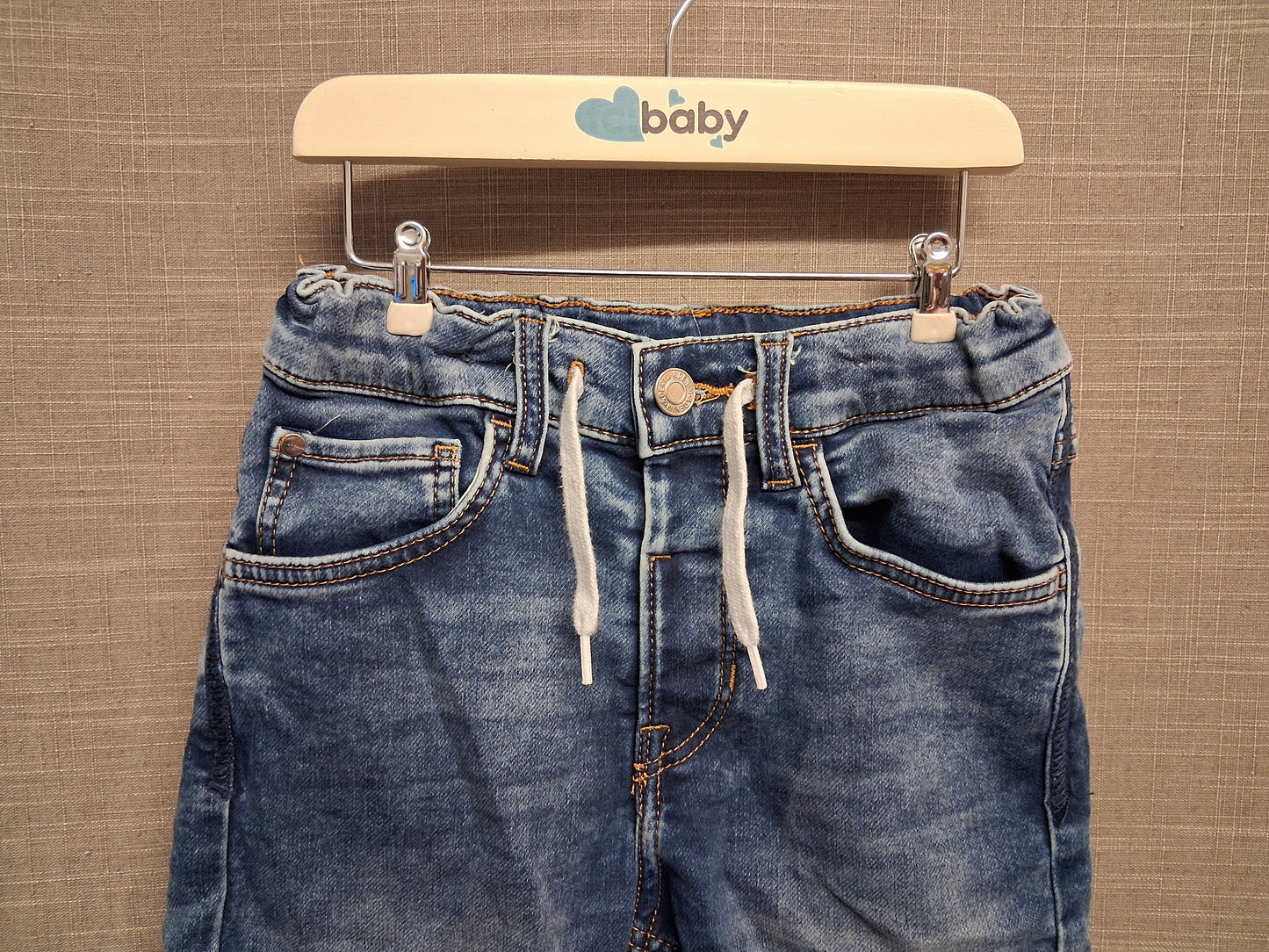 H&M Boys Soft Touch Slim Fit Denim Shorts Age 8-9 Years Adjustable Waist