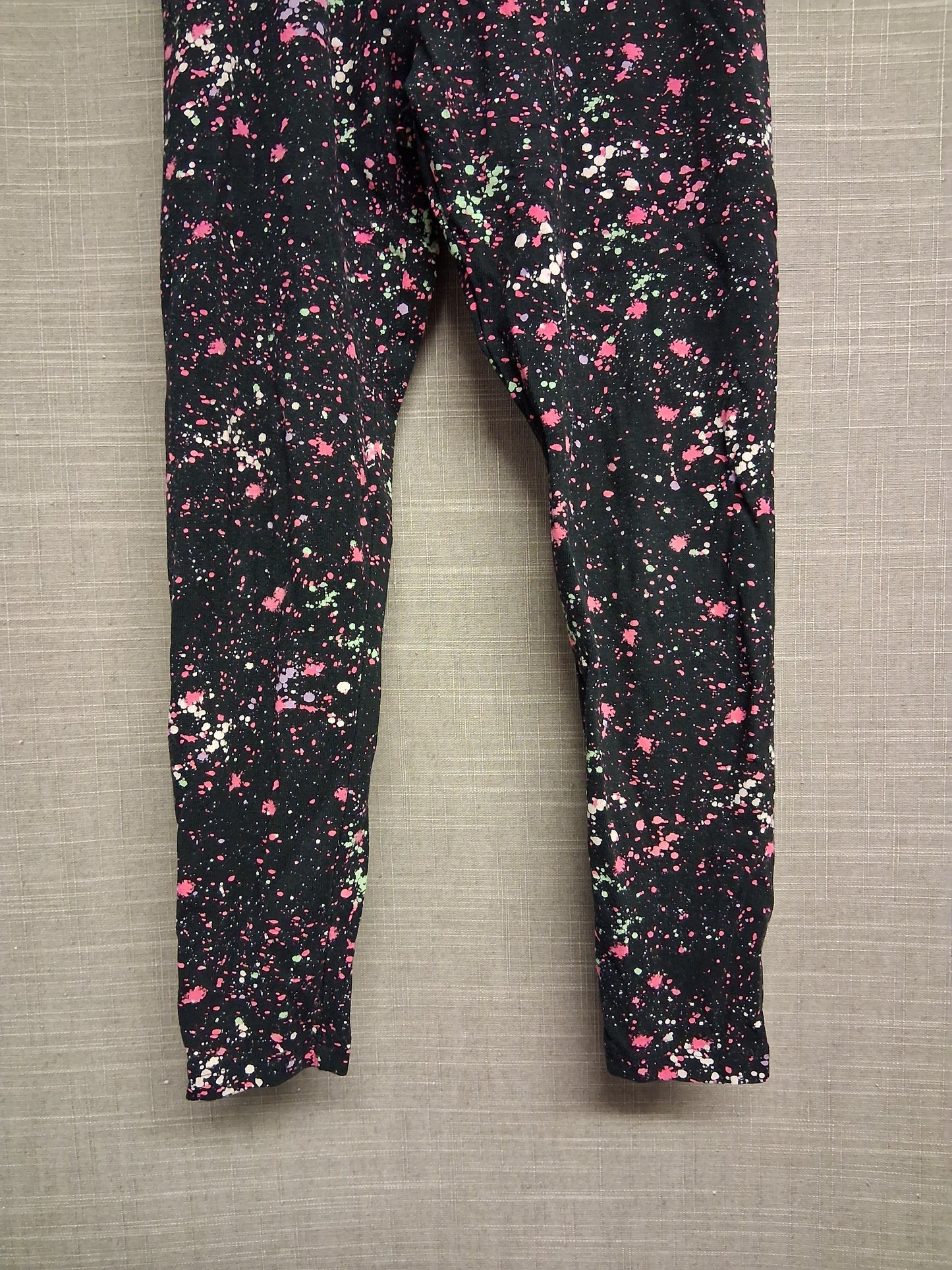 Next Girls Black Paint Splatter Leggings Age 7 years