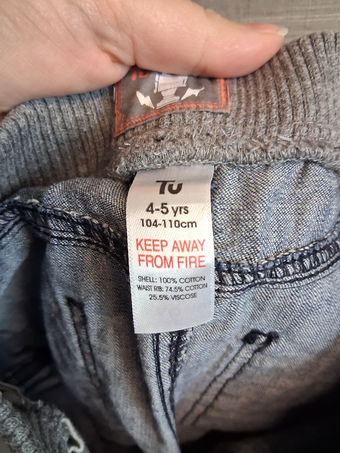 TU Boys Denim Shorts Jorts Blue Elastic Waist Age 4-5 Years