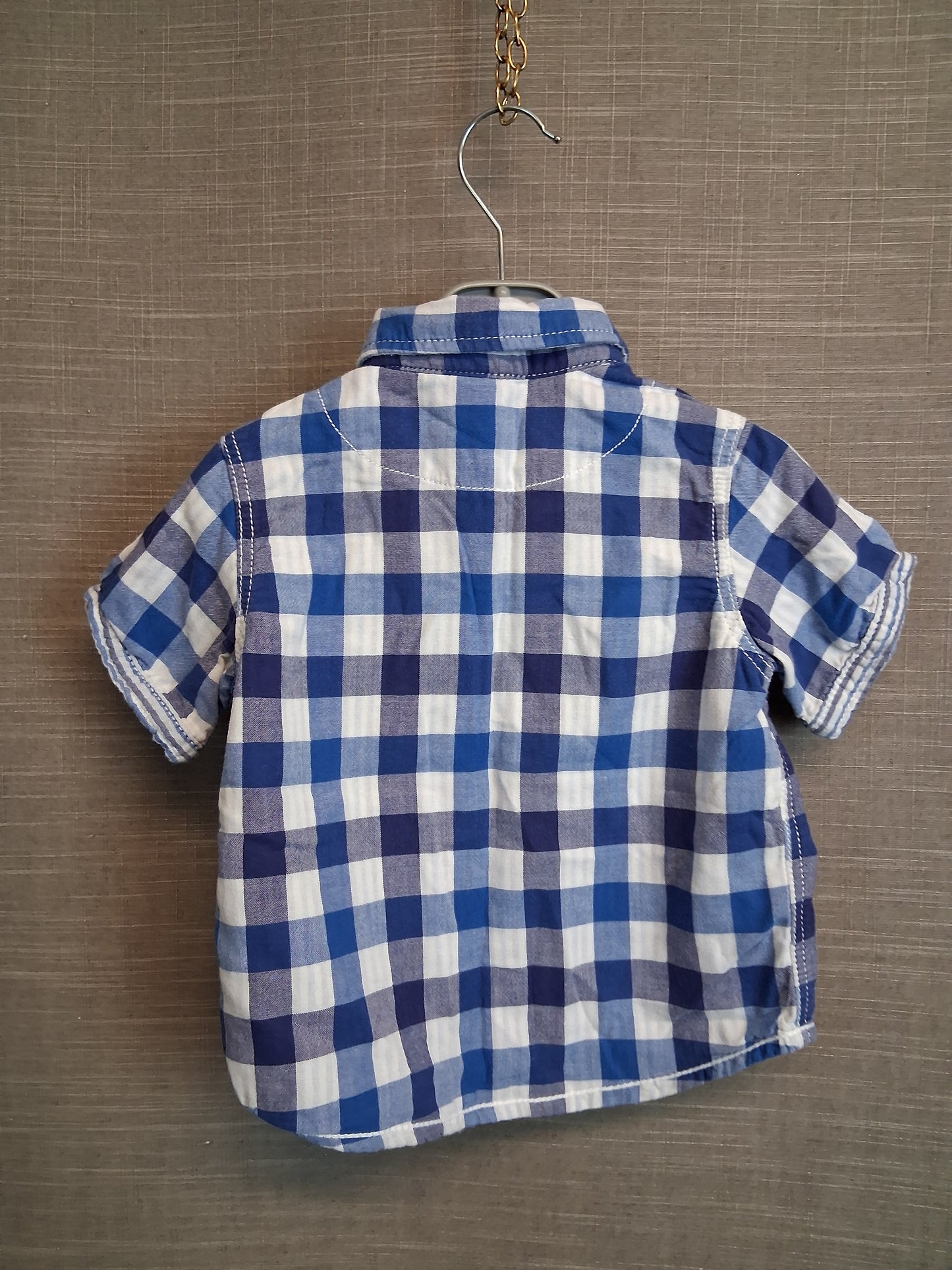 TU Boys Blue Check Short Sleeve Shirt Age 18-24 Months