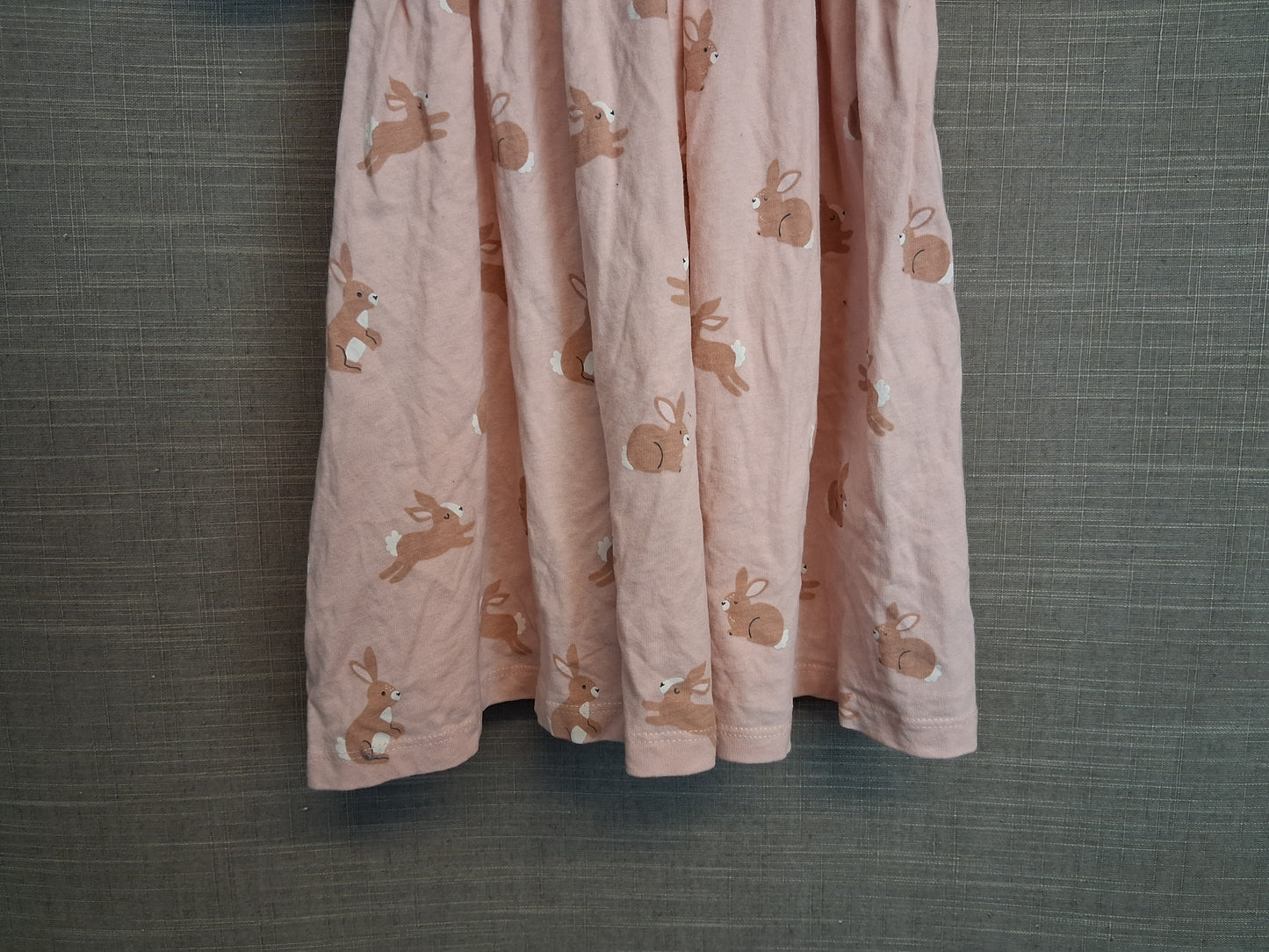 Next Girls Pink Bunny Theme Easter Dress Age 2-3 Years Short Sleeve Jersey