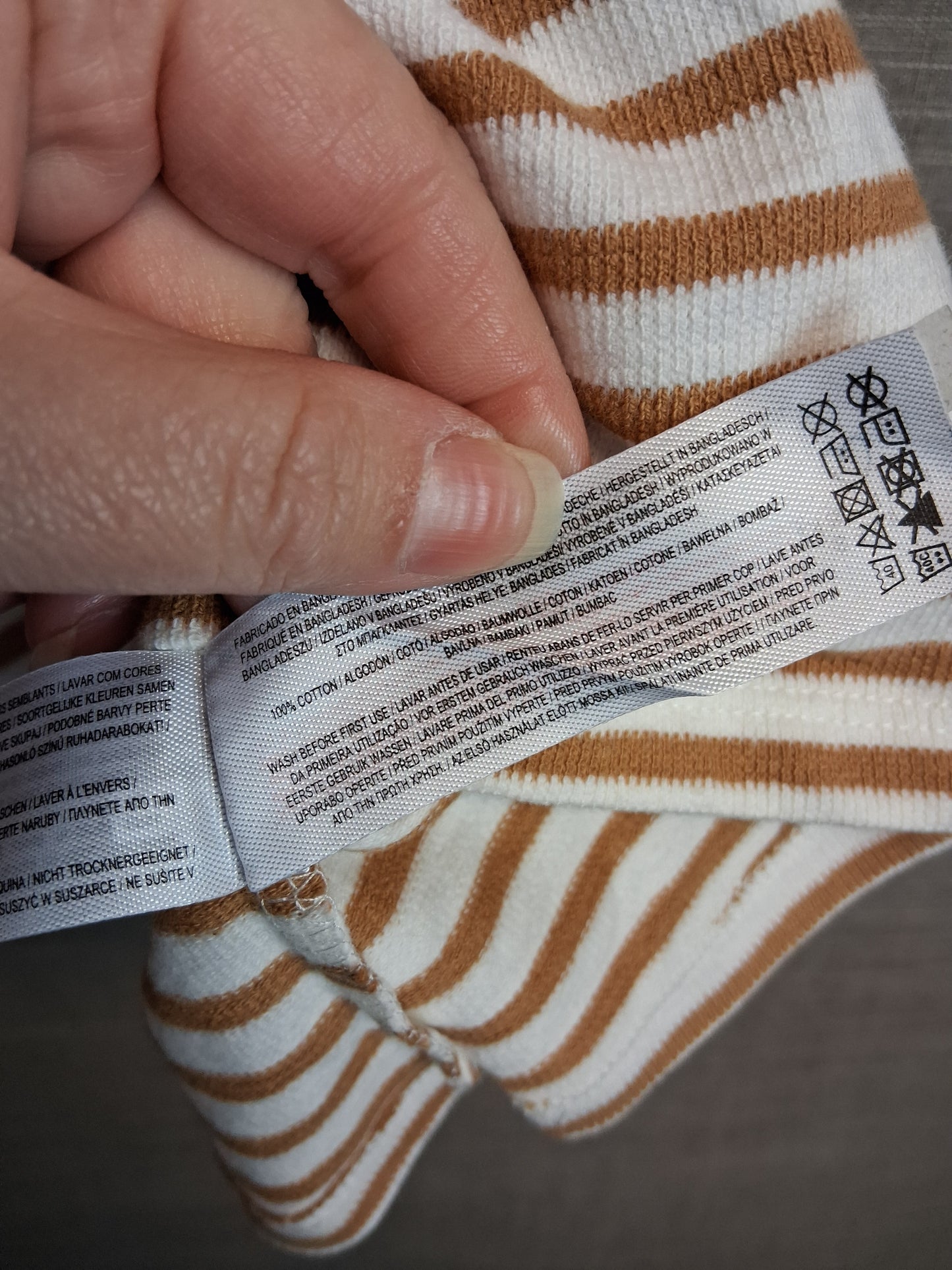 Primark Boys Brown Cream Striped T-Shirt Age 11-12 Years