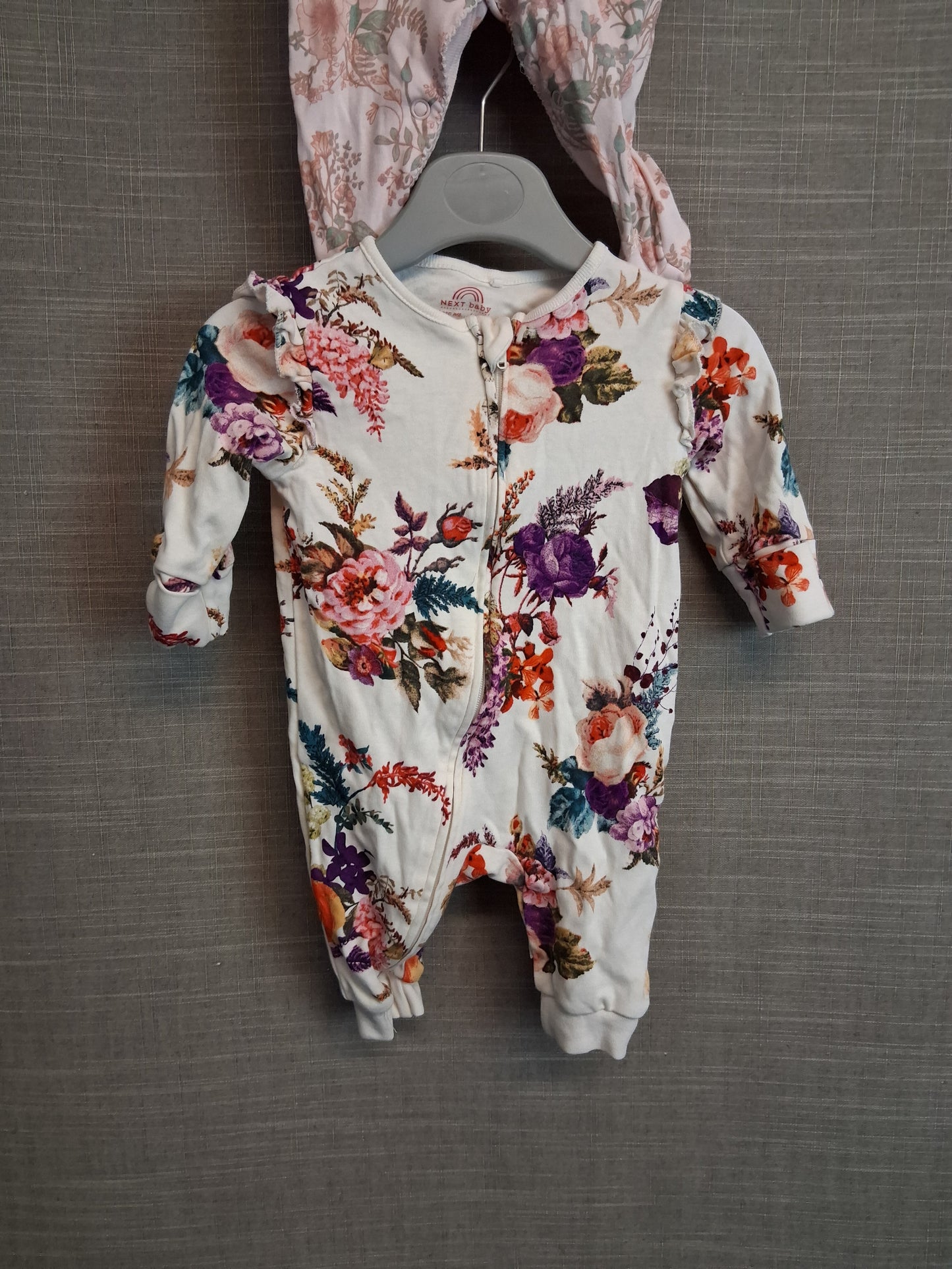 Next Girls Sleepsuits One Piece X2 Multicolour Floral Age 0-3 Months
