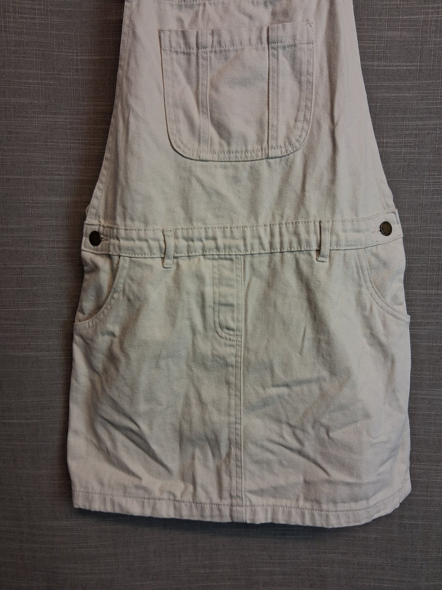 Next Girls Cream Denim Pinafore Dress Age 11 Years New