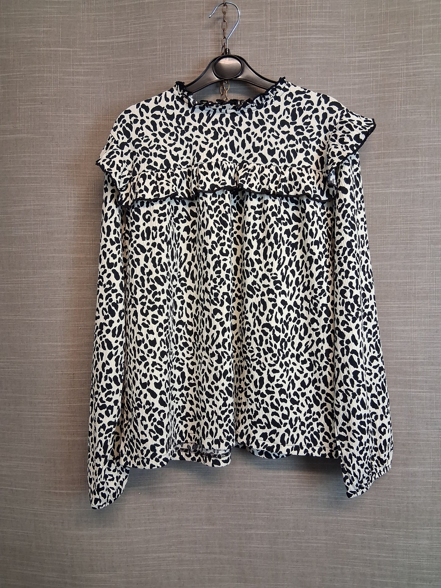 Next Girls Black White Animal Print Long Sleeve Top Age 12 Years