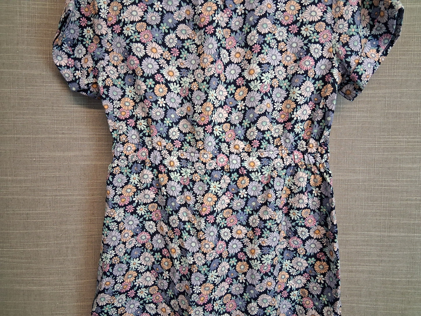H&M Girls Blue Floral Short Sleeve Dress Age 6-7 Years