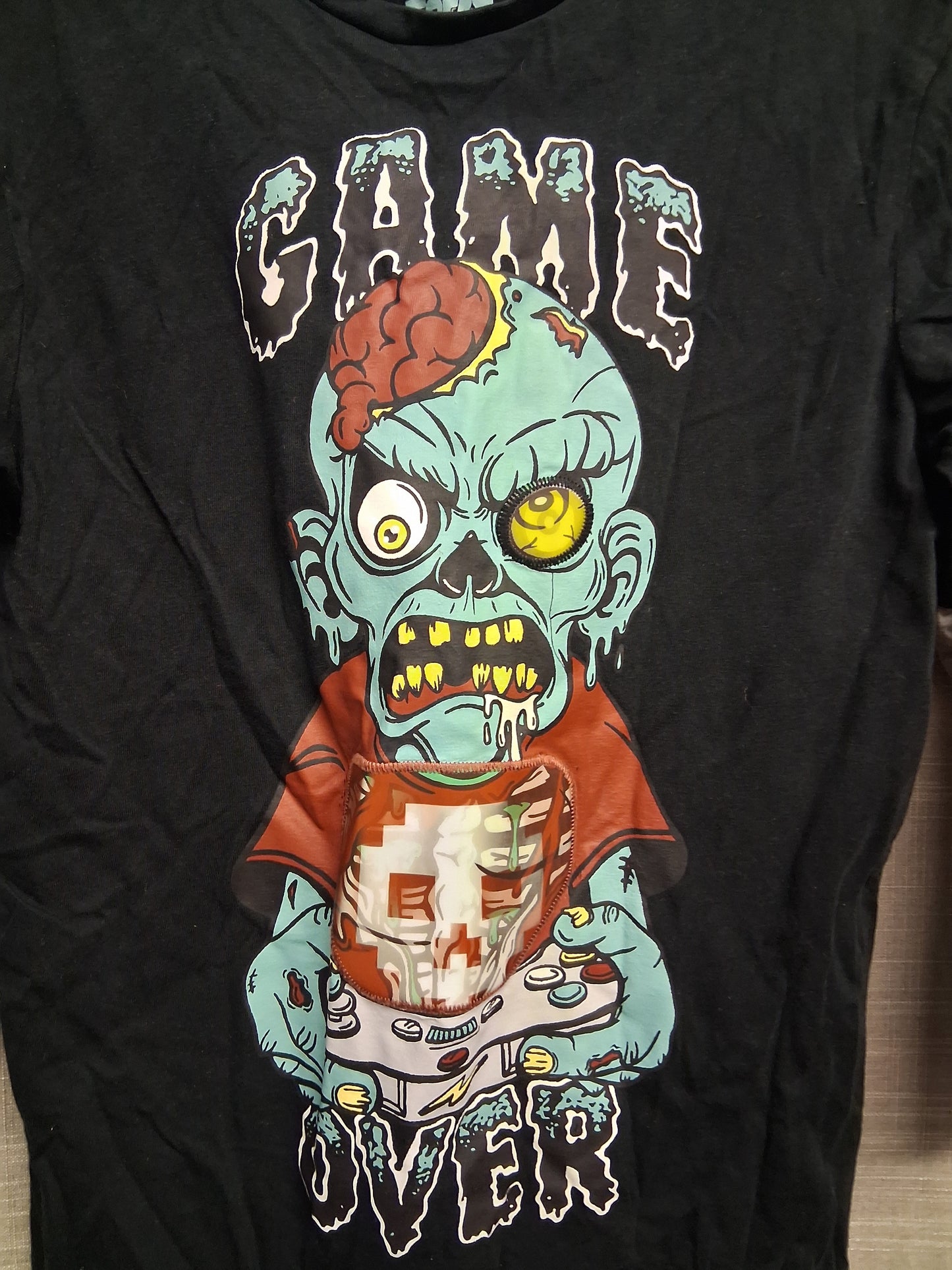 F&F Boys Zombie Halloween Long Sleeve T-Shirt Black Grey Age 7-8 Years