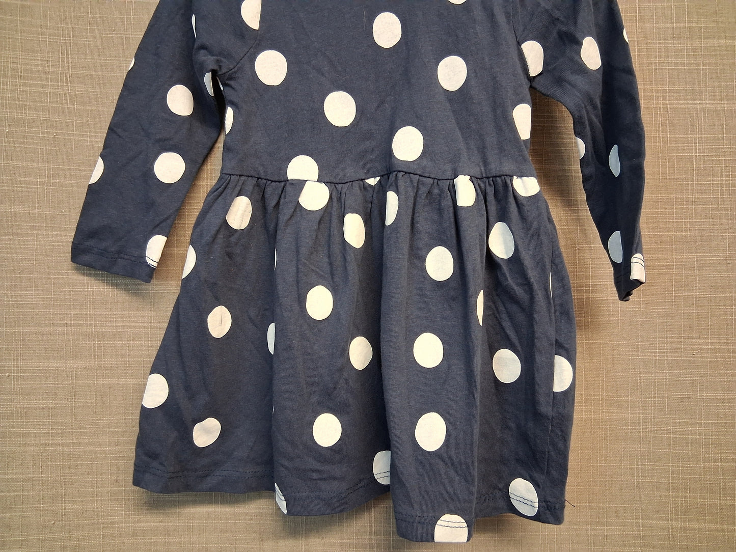 Primark Girls Navy Spotty Jersey Dress Age 9-12 Months