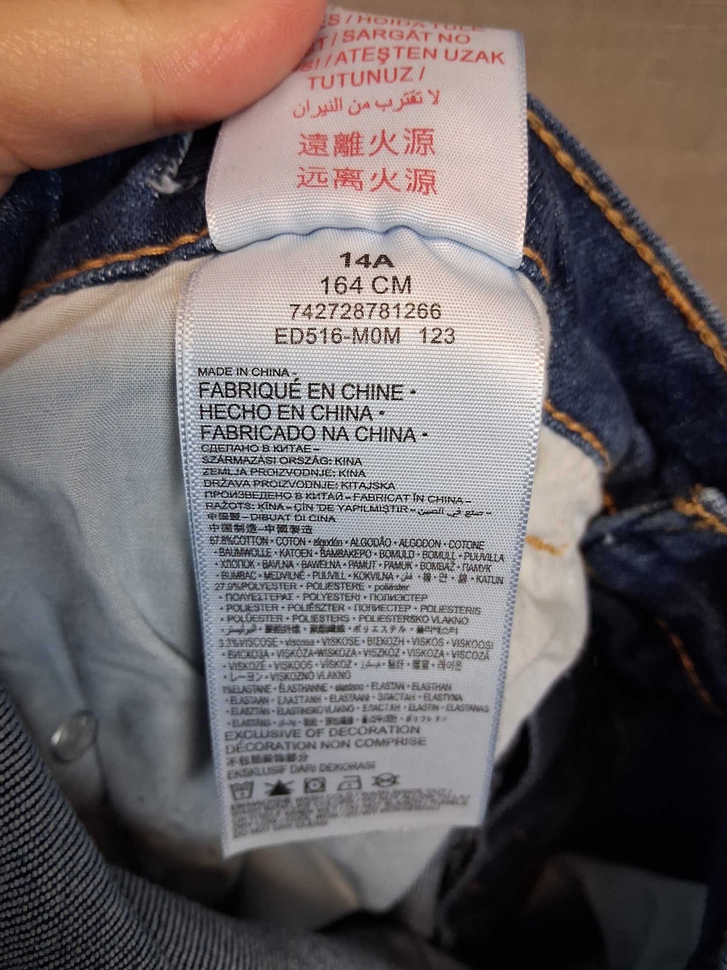 Levis Loose Taper Denim Jeans Blue Age 14 Years Cotton Blend