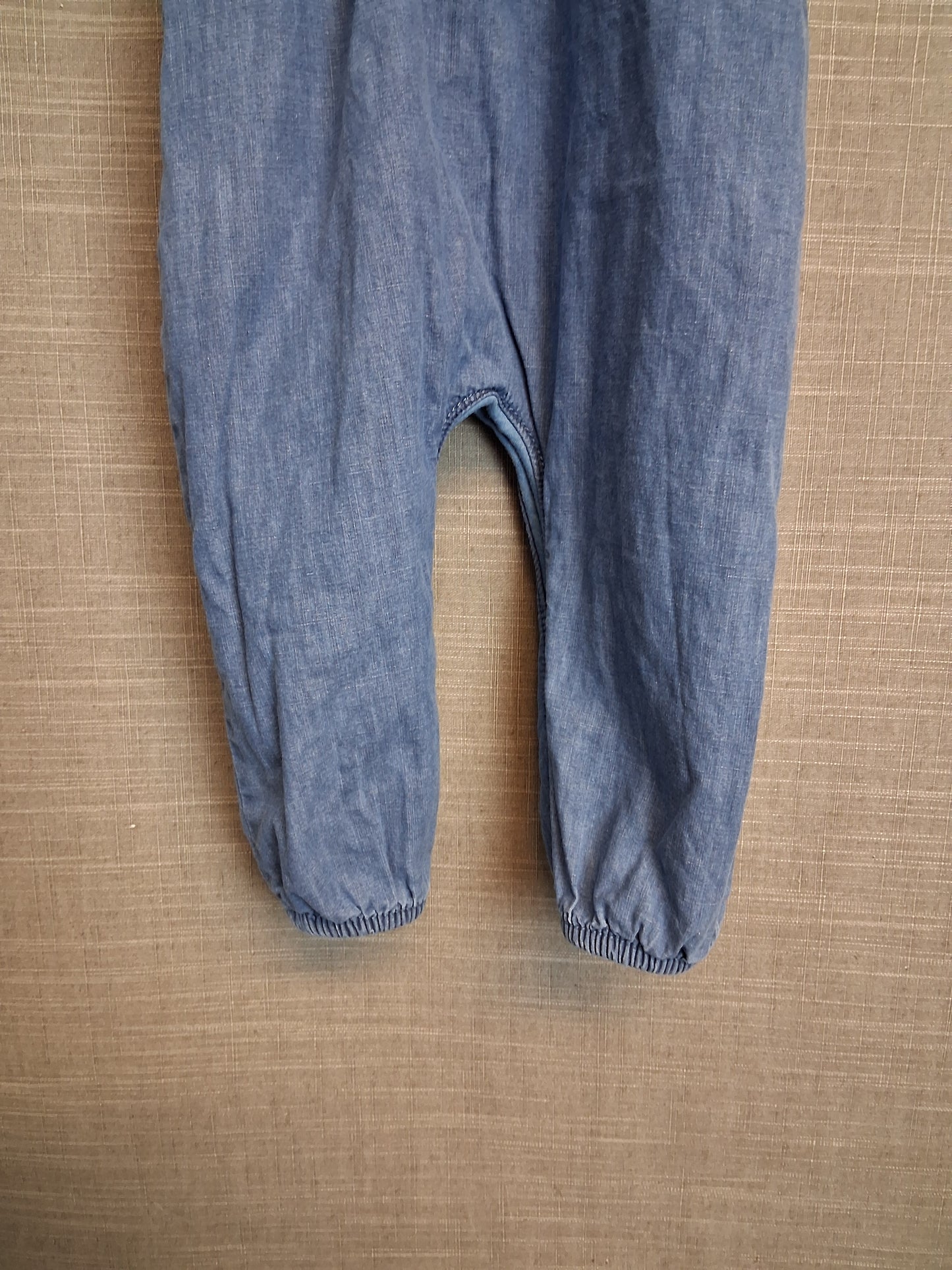 Next Girls Blue Chambray Denim Dungarees Age 12-18 Months Lined