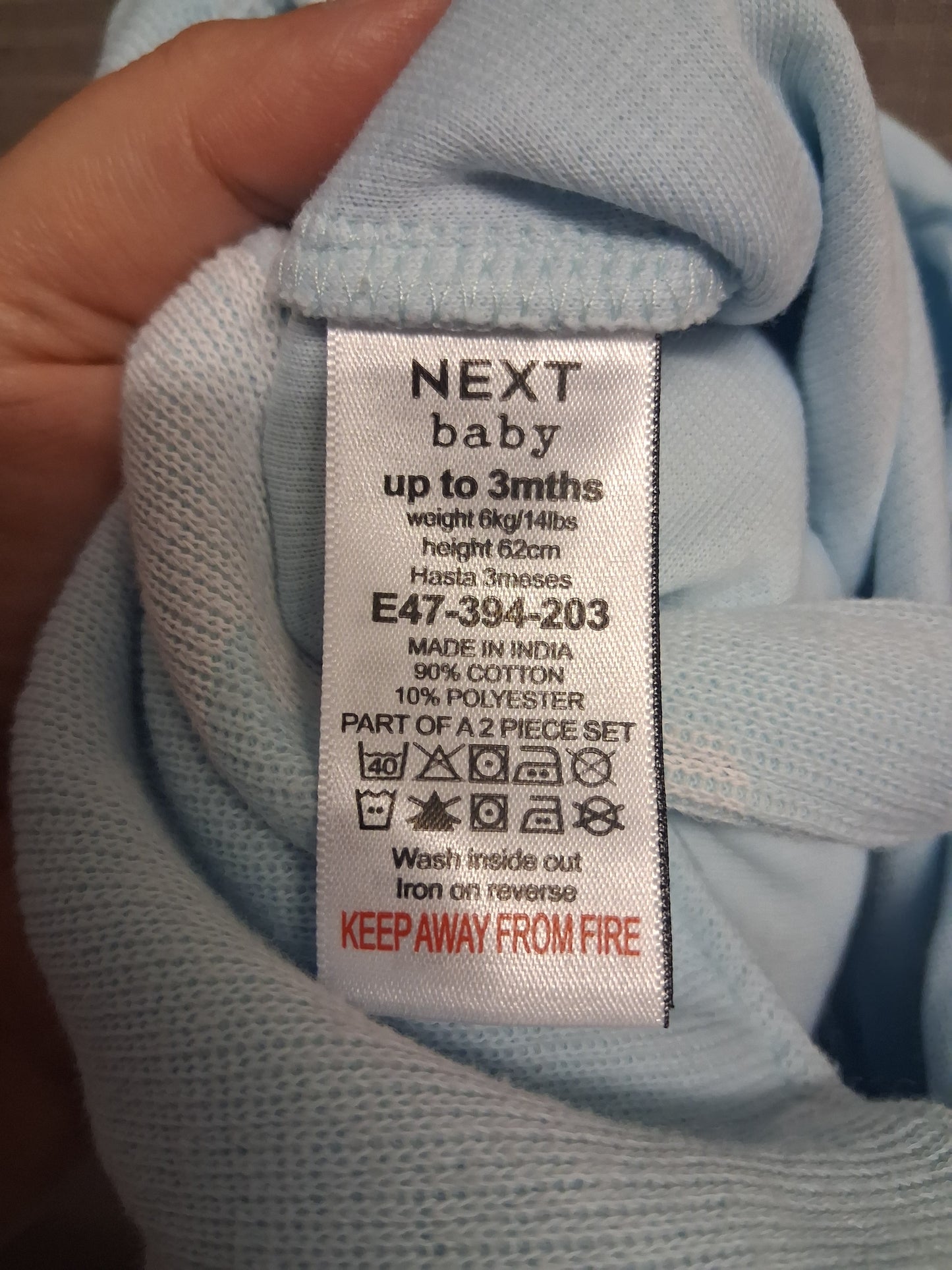 Next Boys Blue Crocodile Print Jersey Dungarees Age 0-3 Months