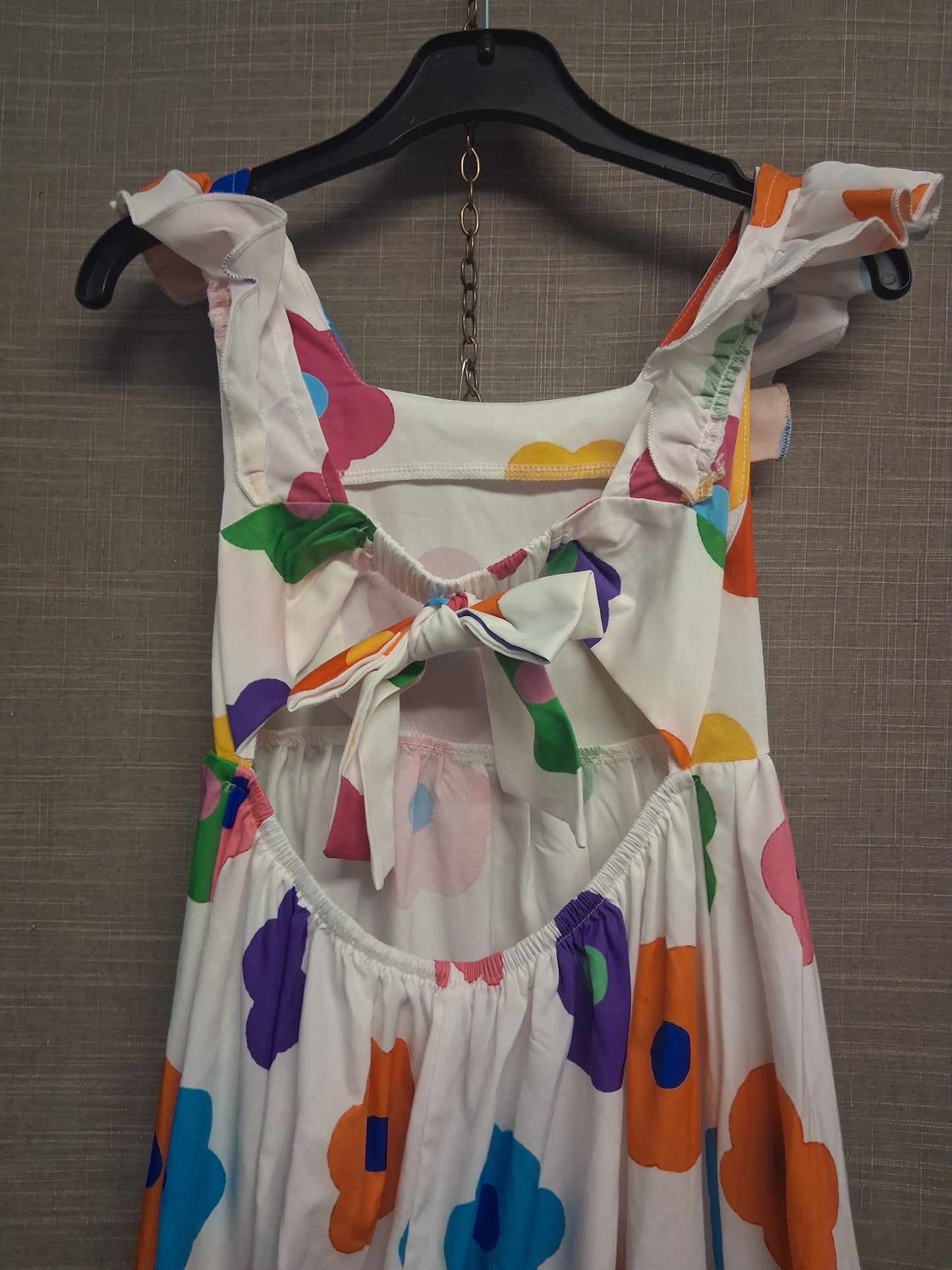 Shein Girls White Floral Maxi Long Dress Cute Out Back Age 6 Years