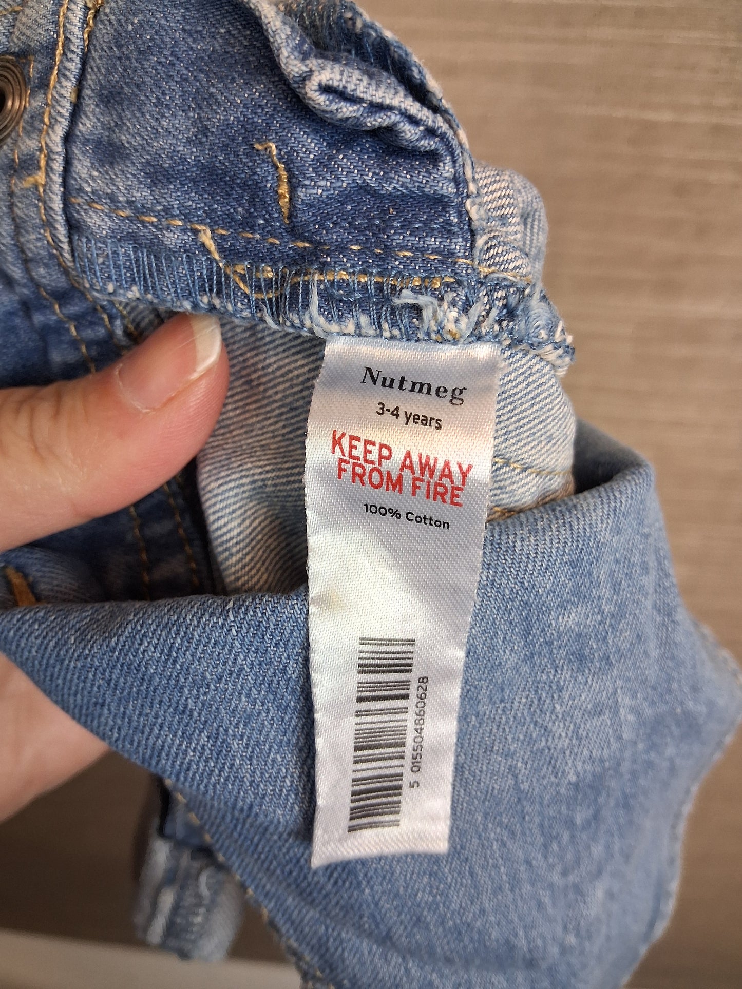 Nutmeg Denim One Piece Dungarees Shorts Blue Age 3-4 Years