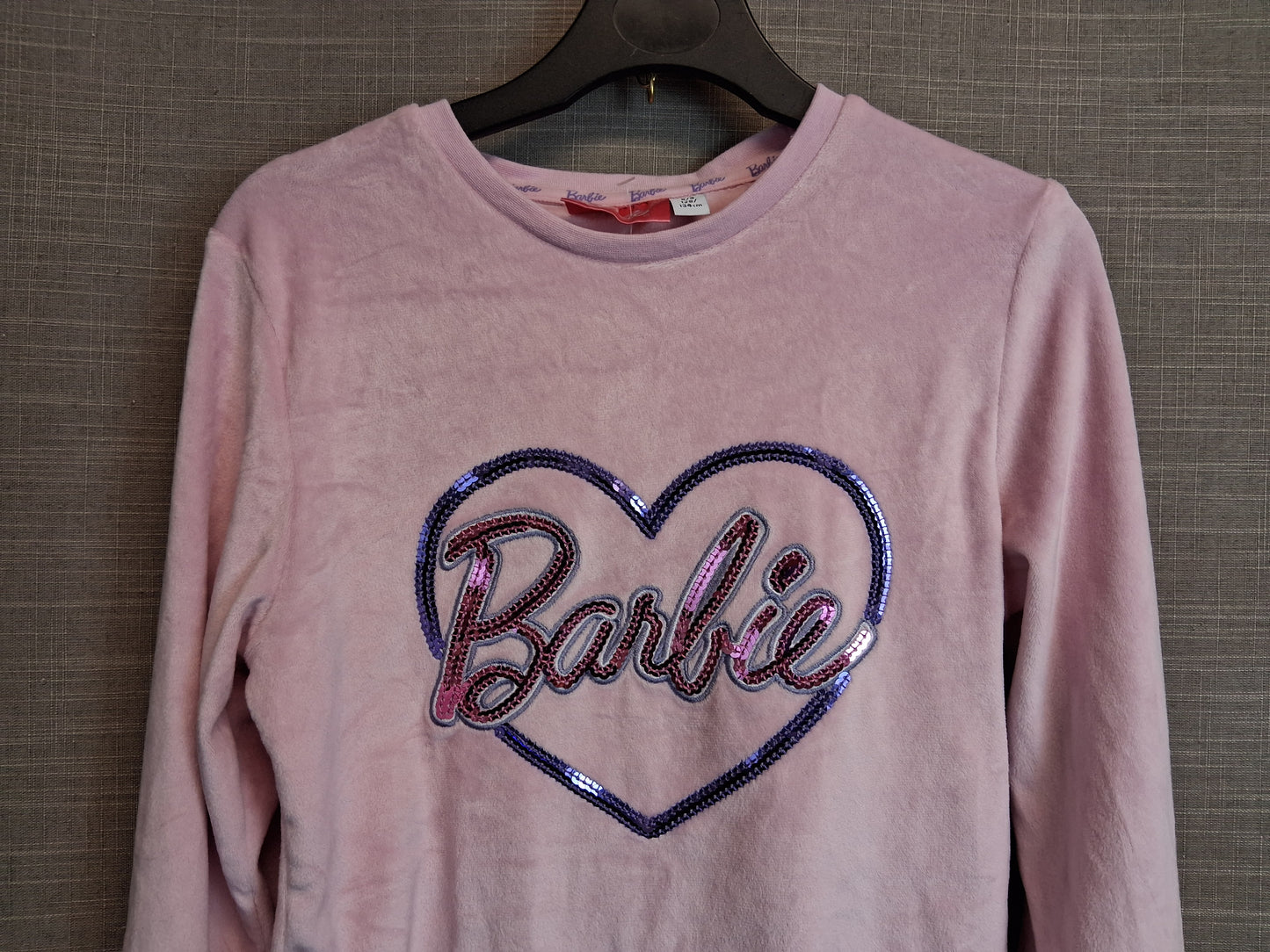 F&F Girls Barbie Velour Pink Jumper Age 8-9 Years
