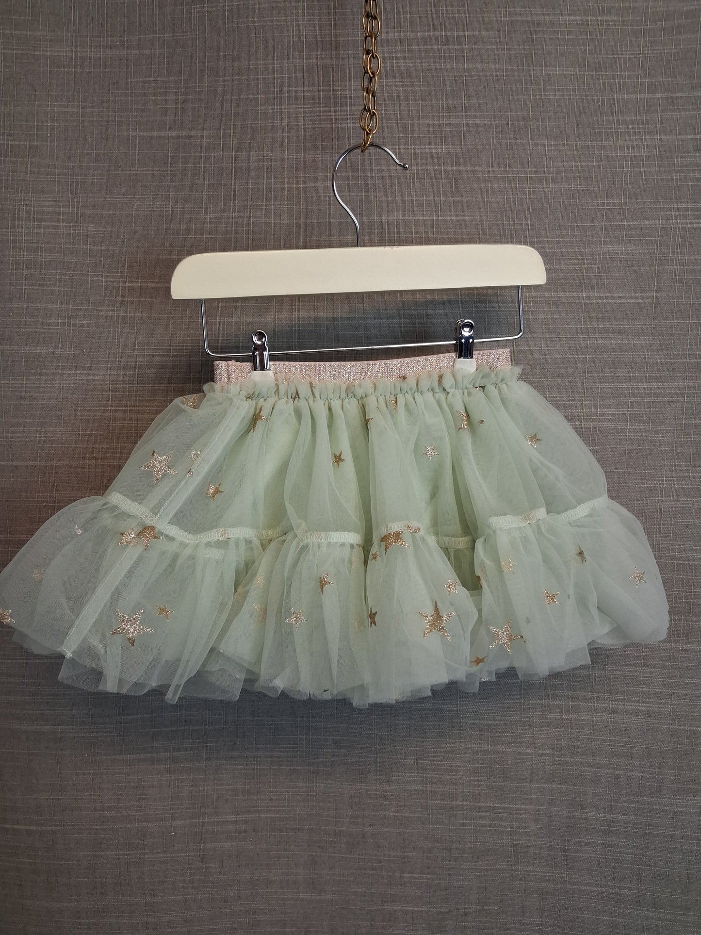 Next Girls Pale Green Gold Star Tutu Skirt Age 3-6 Months