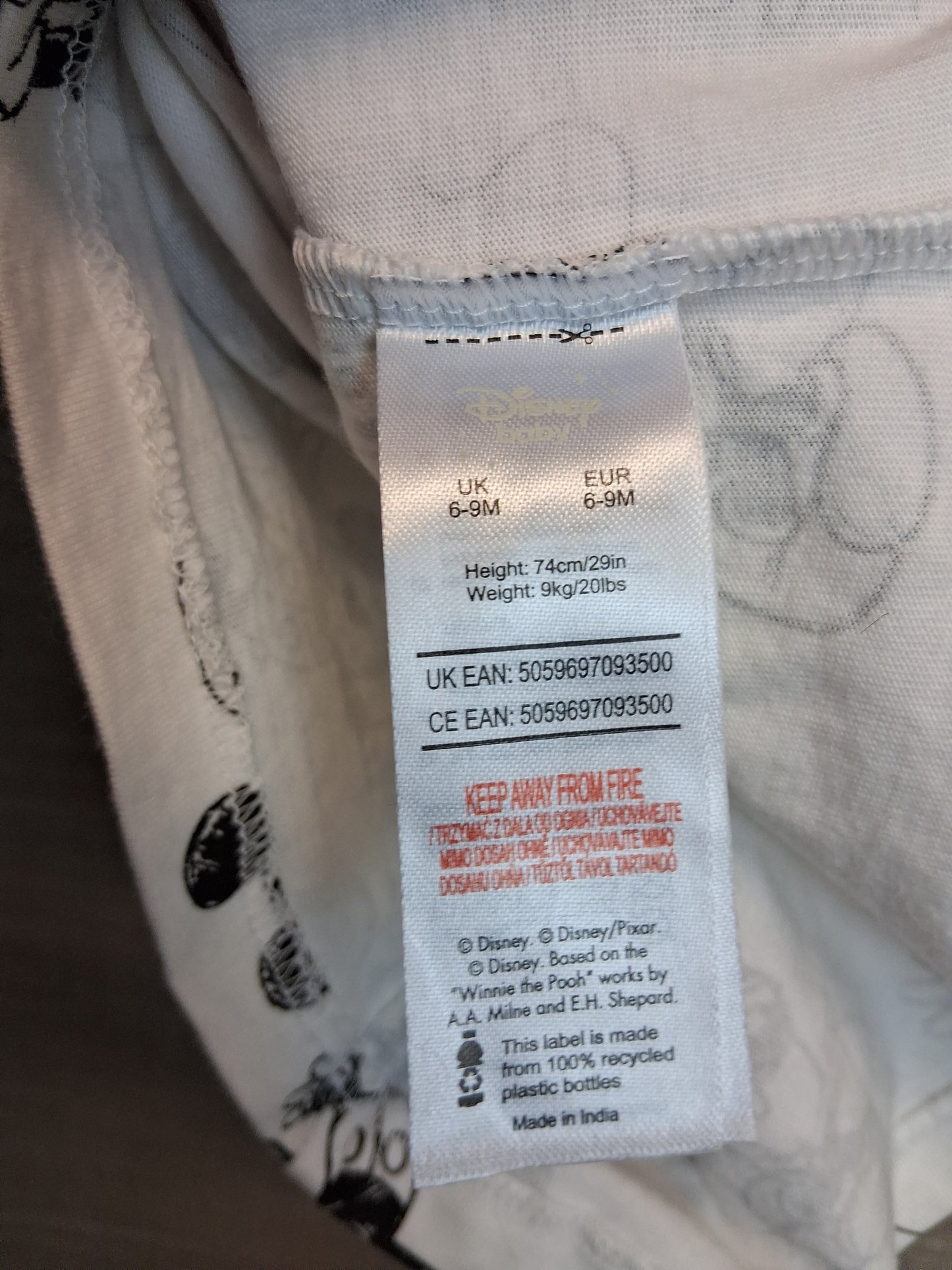 F&F Disney Boys Mickey Mouse Long Sleeve T-Shirt Age 6-9 Months