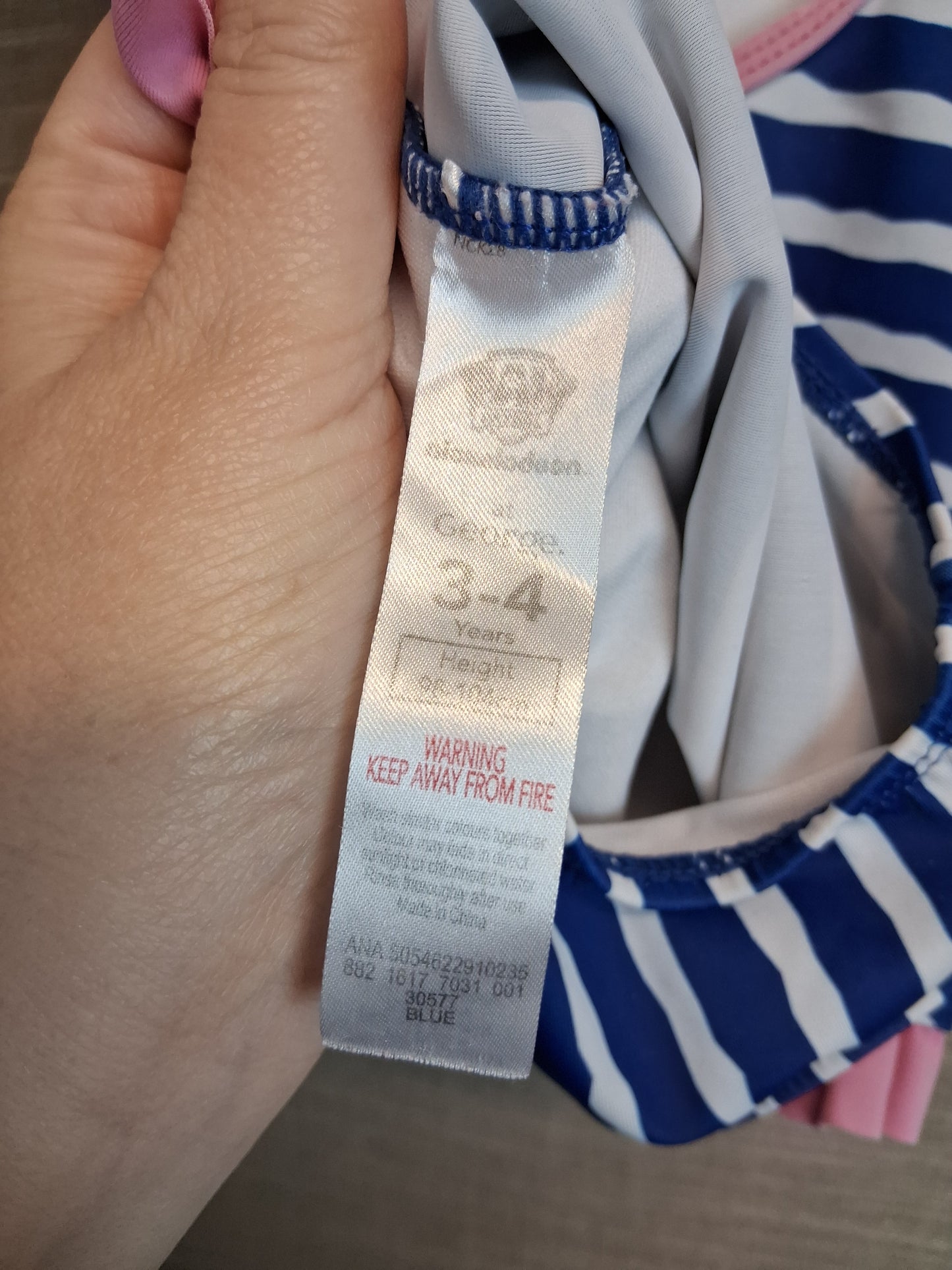 Paw Patrol George Skye Swimsuit One Piece Blue White Striped Age 3-4 years
